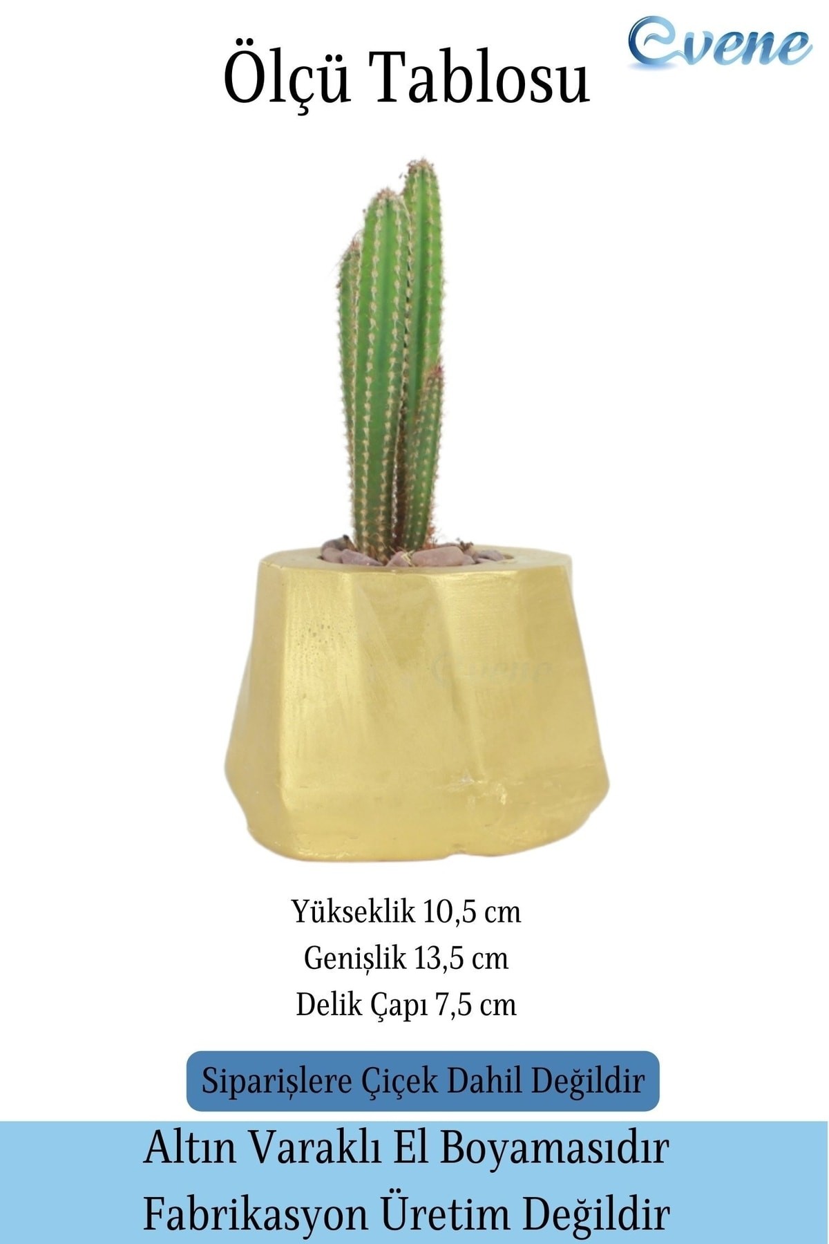 Saksı Çiçek Kaktüs Saksısı Lüx 11,5 Cm Altın Varak Boyalı Kalın Çizgi Desen Saksı Çiçeklik