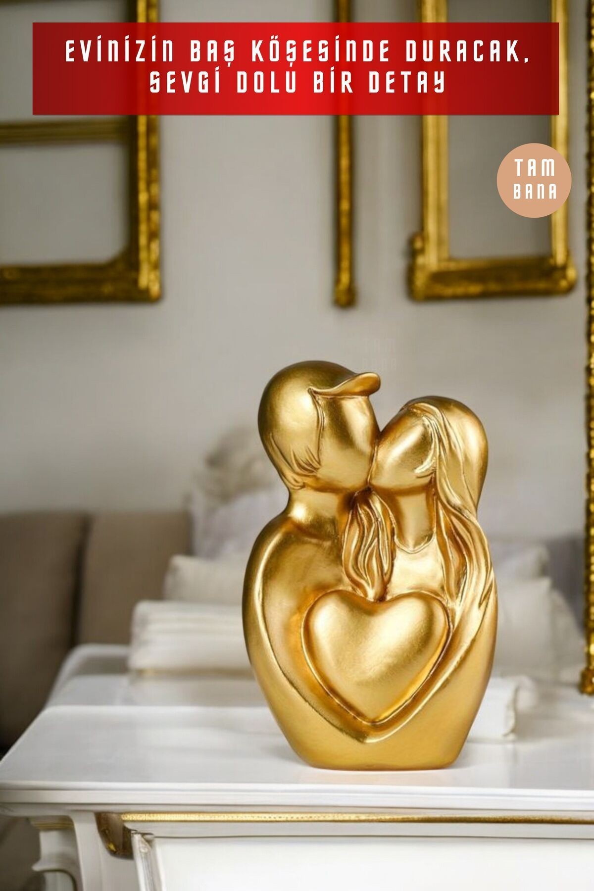 Gold Heykel Dekoratif Süs Eşyası Dekoratif Masa Süsü Salon Aksesuarları Model 18