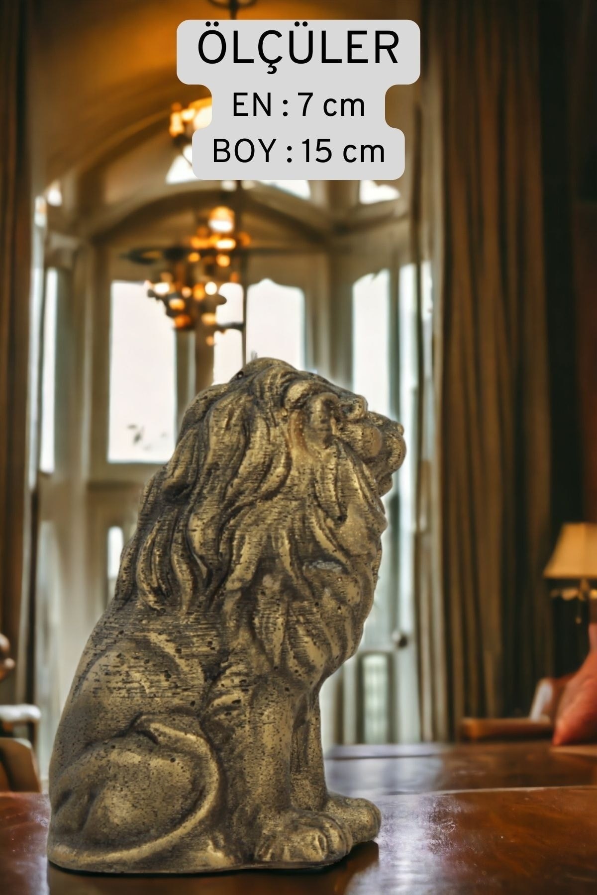 Biblo Dekoratif Heykel Aslan Biblosu Altın Eskitme Model 2