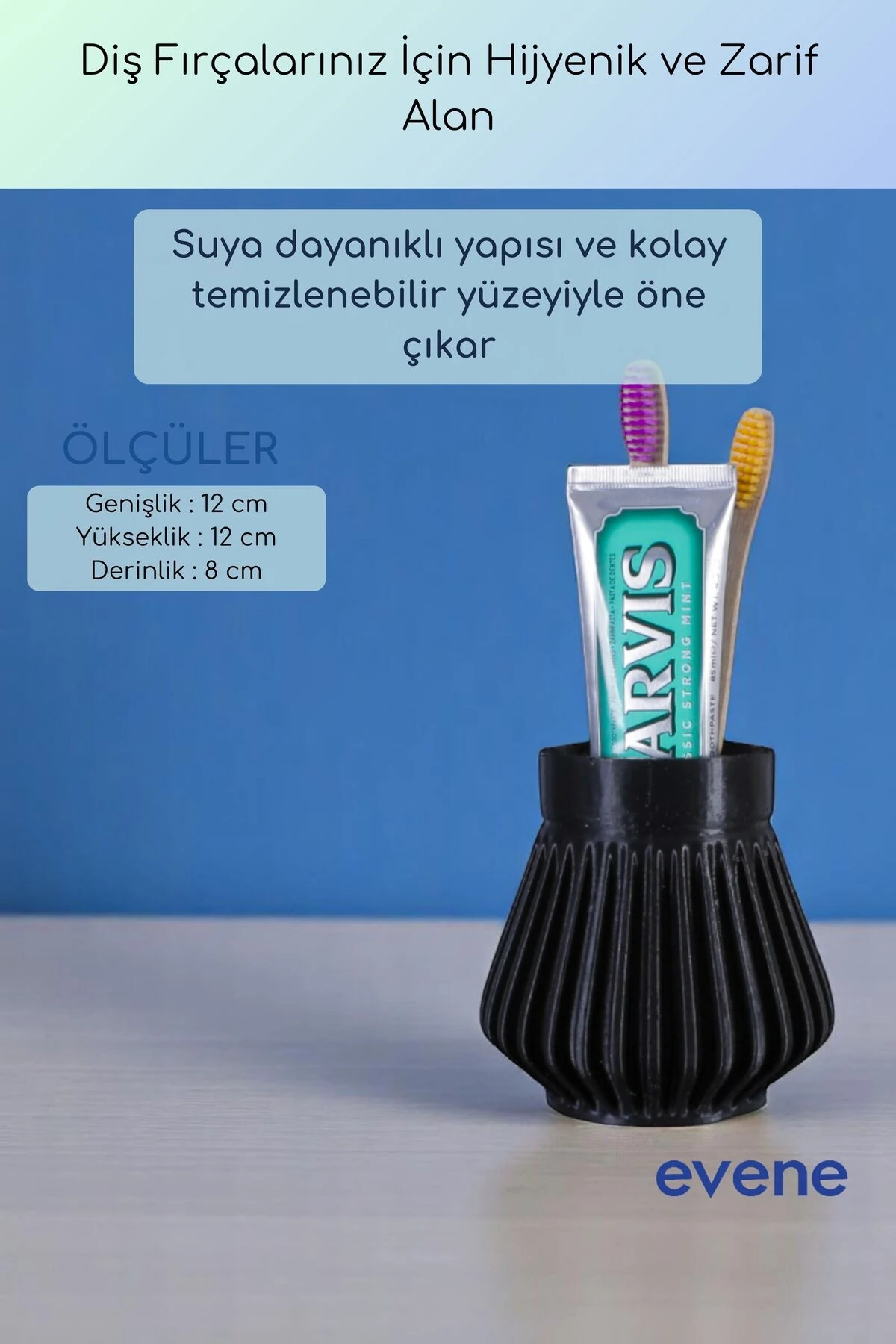 Diş Fırçalığı Diş Fırçalık Diş Fırçası Standı Diş Fırçası Tutucu Siyah Renk Model 83