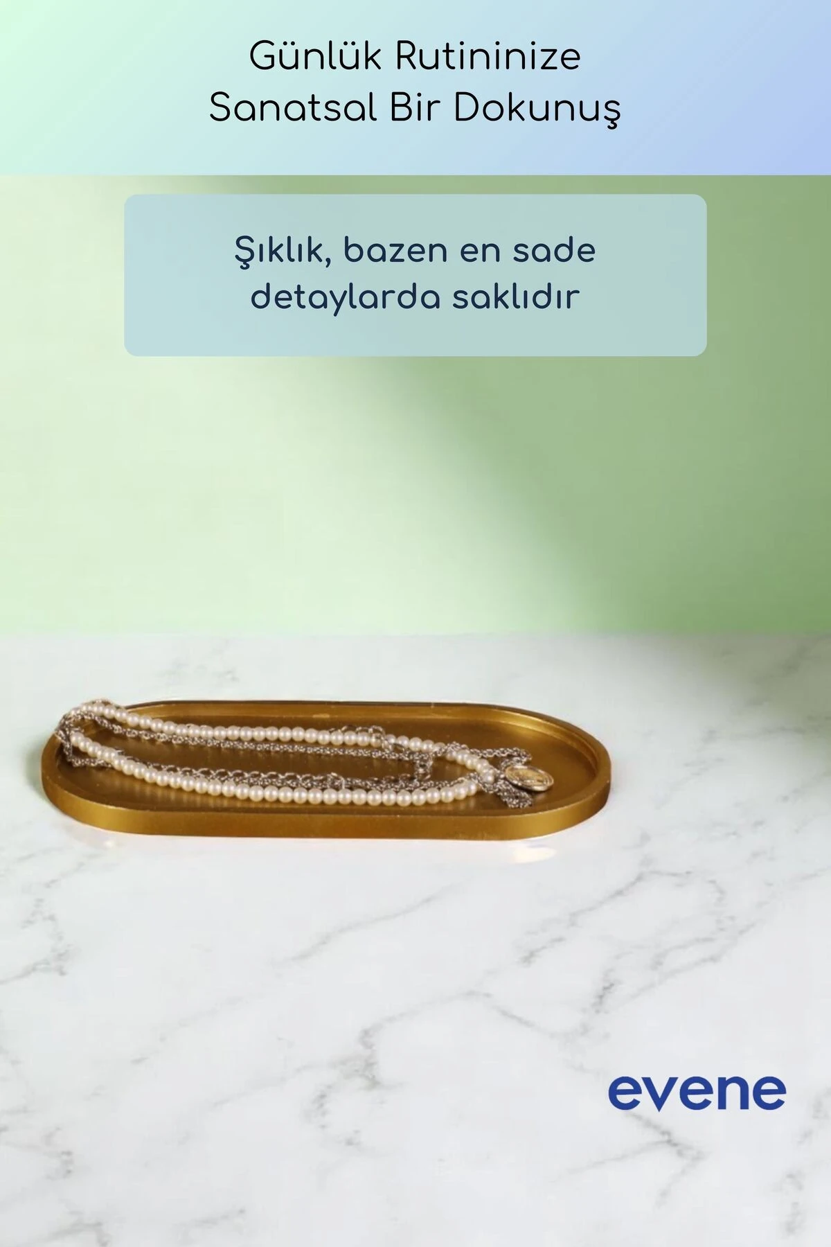 Takı Organizer Makyaj Düzenleyici Kozmetik Organizer Dekoratif Tabak Altın Renk Model 36