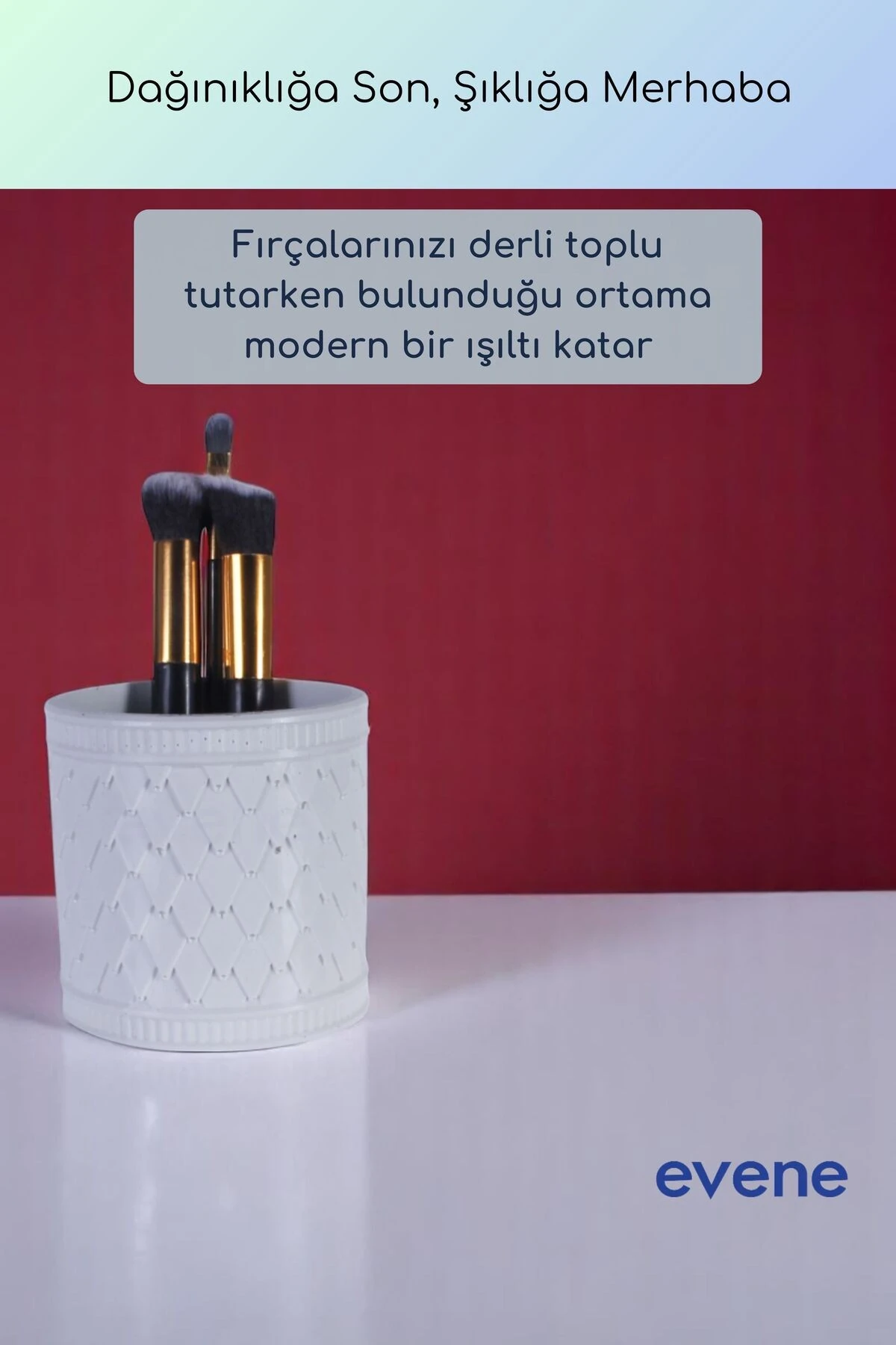 Makyaj Organizeri Makyaj Fırçalığı Makyaj Organizer Düzenleyici Beyaz Renk Model 87