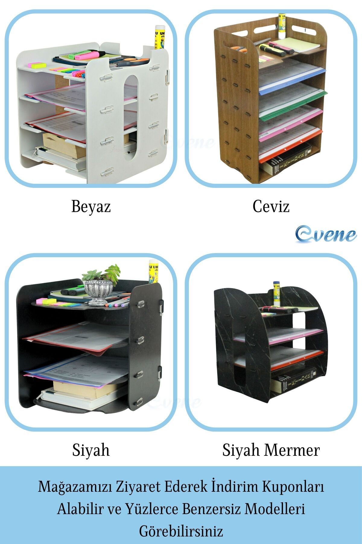Dosya Düzenleyici Masa Üstü Organizer Ahşap Evrak Rafı Model 6