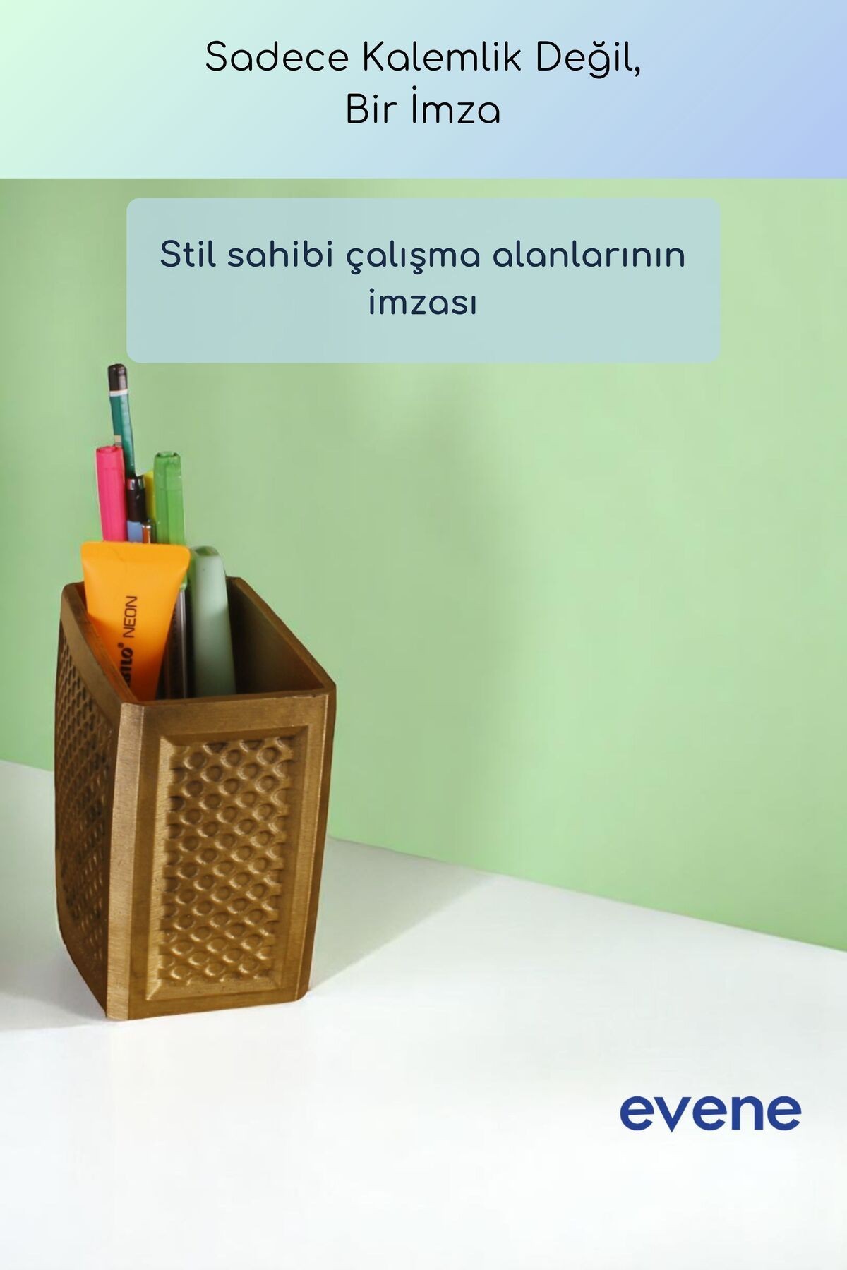 Kalemlik Masa Kalemliği Organizer Kalemlik Altın Eskitme Renk Model 92