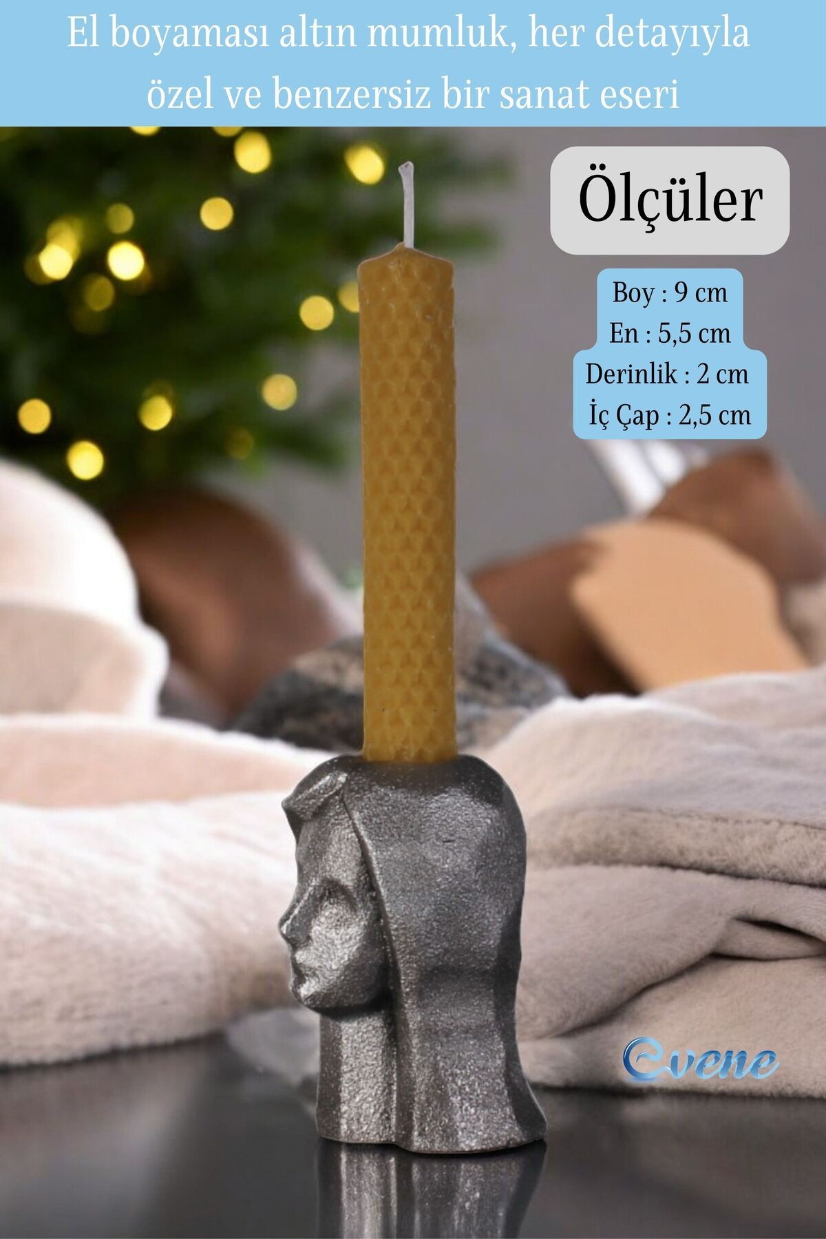 Gümüş Eskitme Mumluk Şamdan Ince Mum Uyumlu Model 11