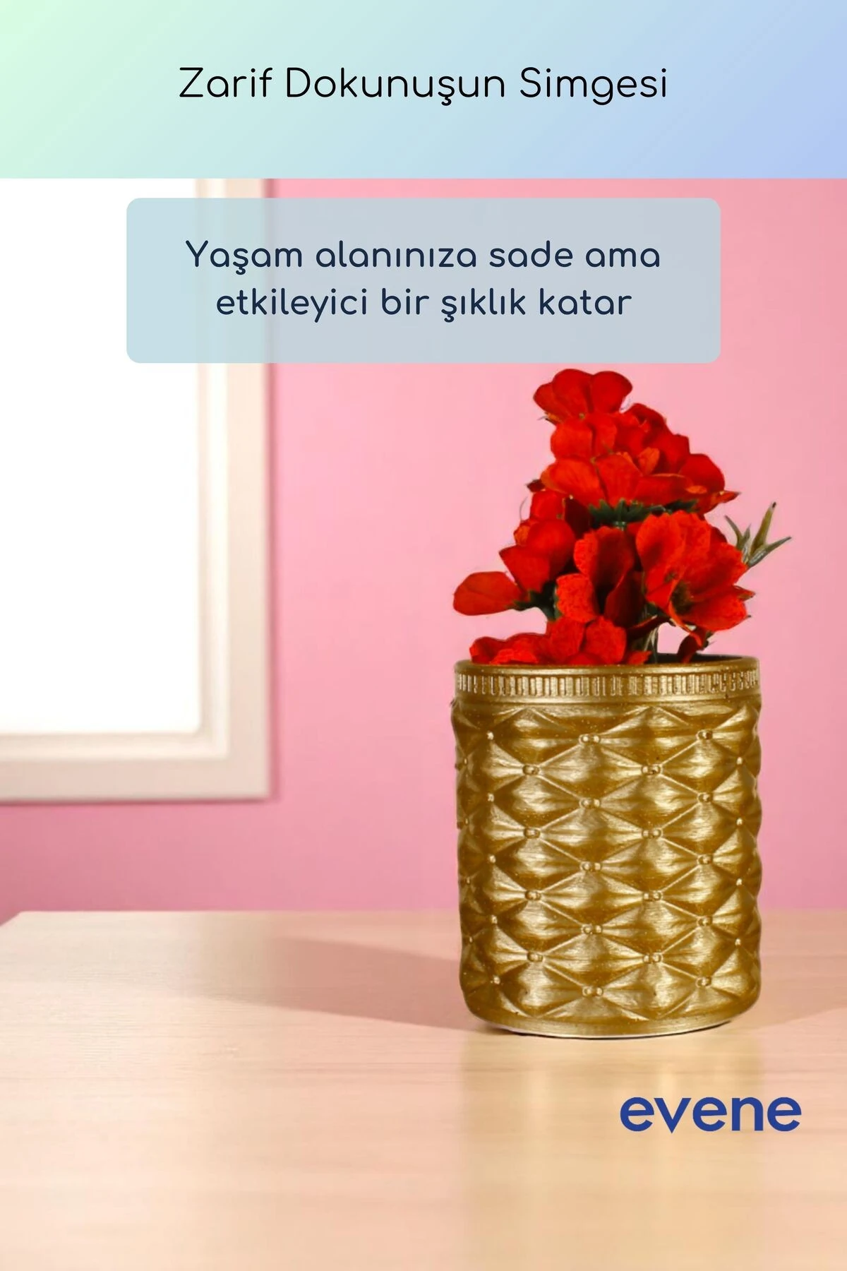 Vazo Küçük Vazo Masa Üstü Vazo Ev Dekorasyon Vazo Altın Renk Model 85