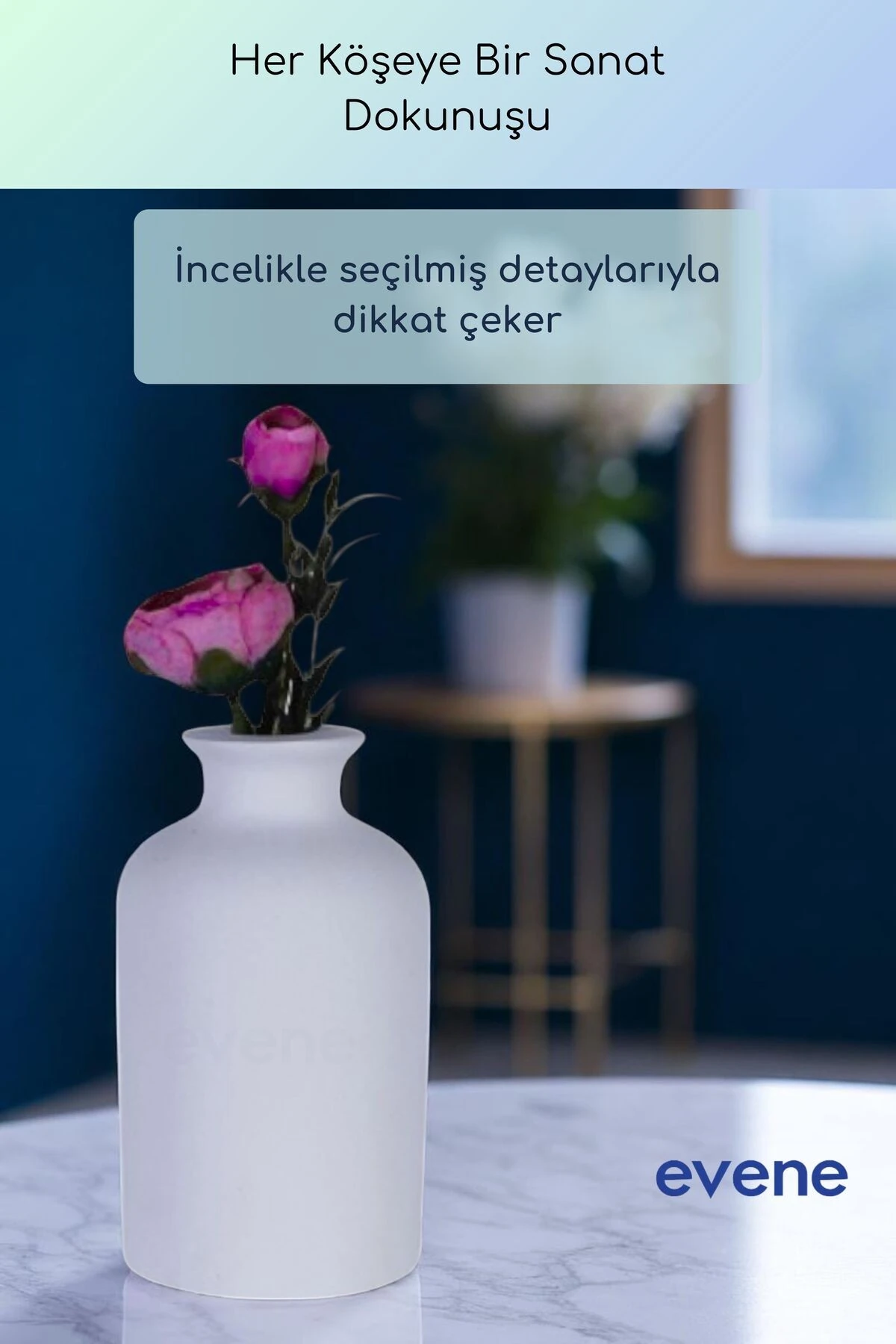 Vazo Küçük Vazo Masa Üstü Vazo Ev Dekorasyon Vazo Beyaz Renk Model 67