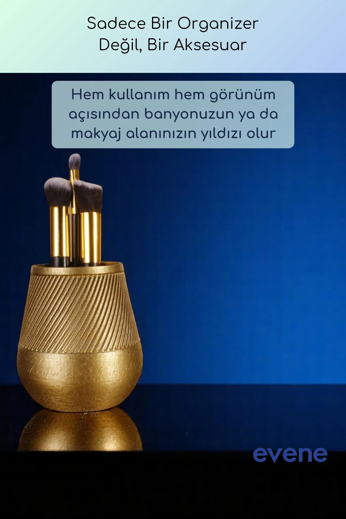 Makyaj Organizeri Makyaj Fırçalığı Makyaj Organizer Düzenleyici Altın Renk Model 89