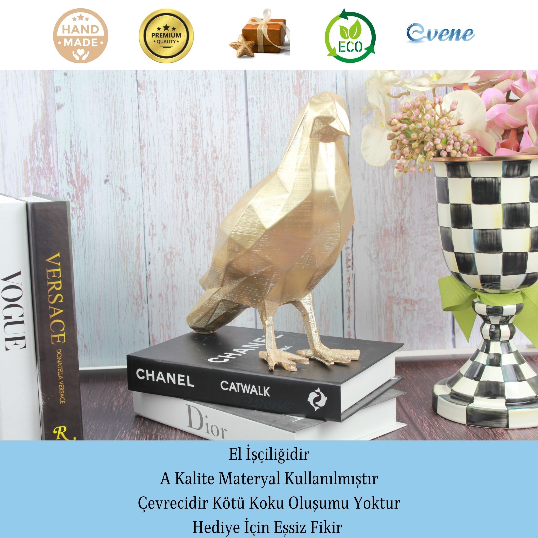 Dekoratif Güvercin Biblo Heykel El Yapımı Hediyelik Süs Eşyası Sevimli Poly Model Tasarım Ürünü