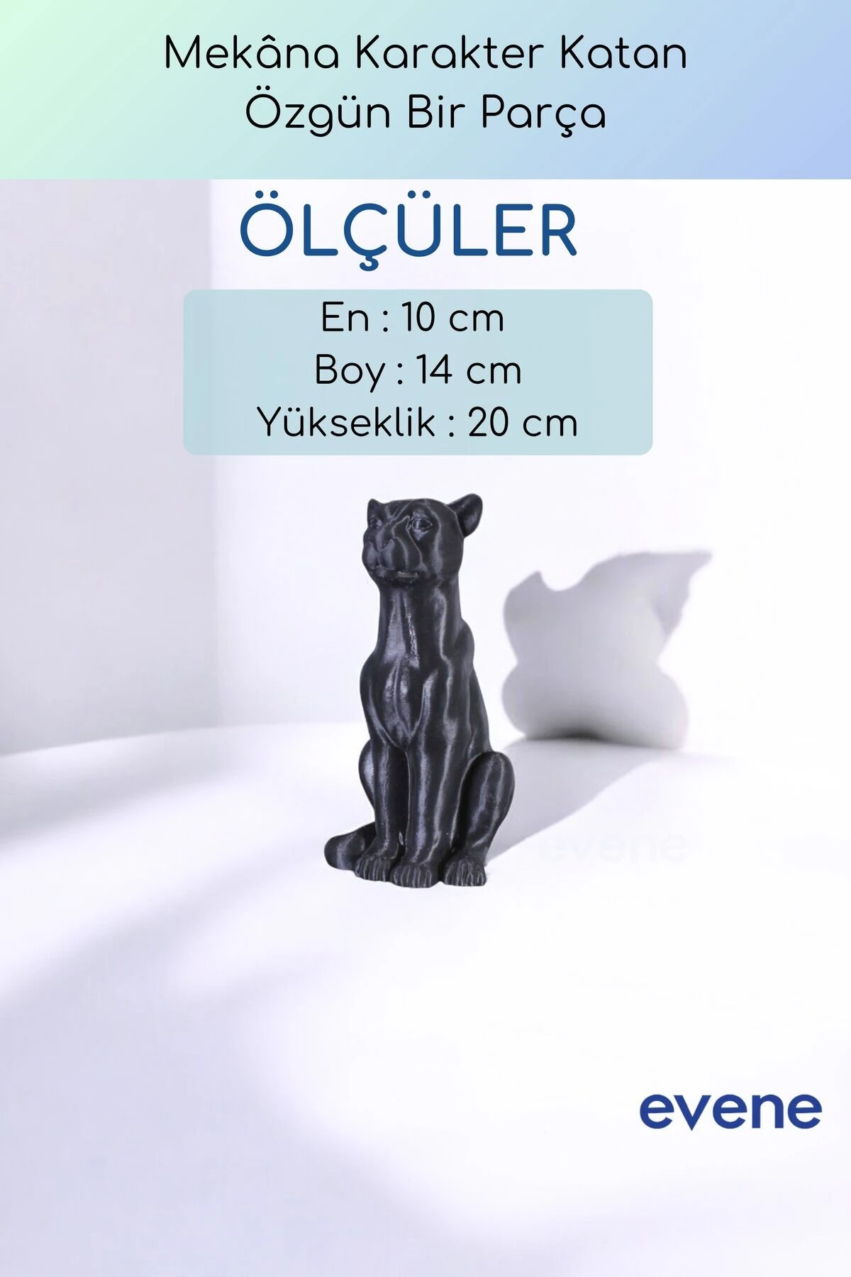 Dekoratif Obje Biblo Ev Dekorasyon Heykel Salon Masa Üstü Süs Eşyası Kedi Siyah Model 60