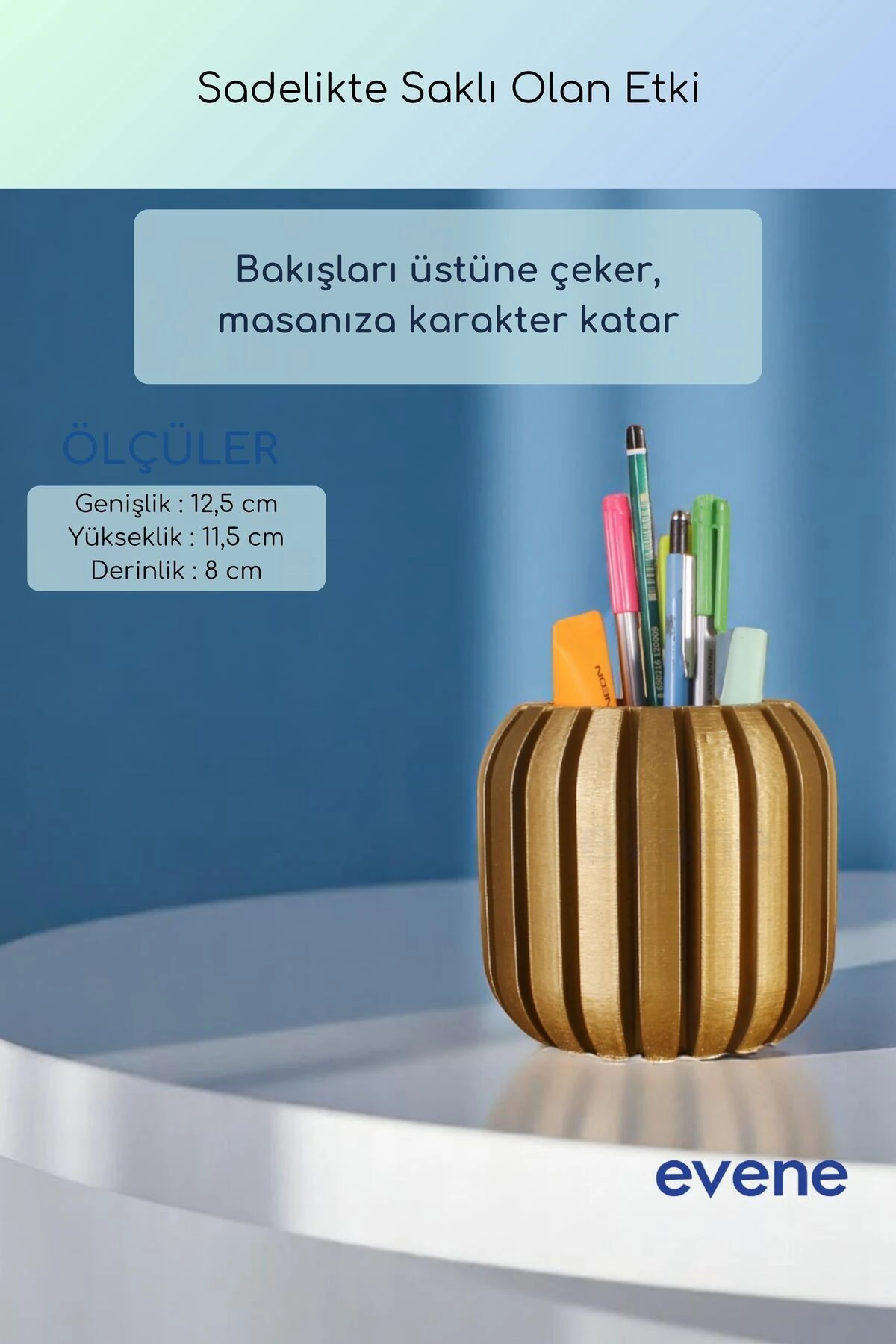 Kalemlik Masa Kalemliği Organizer Kalemlik Altın Renk Model 79