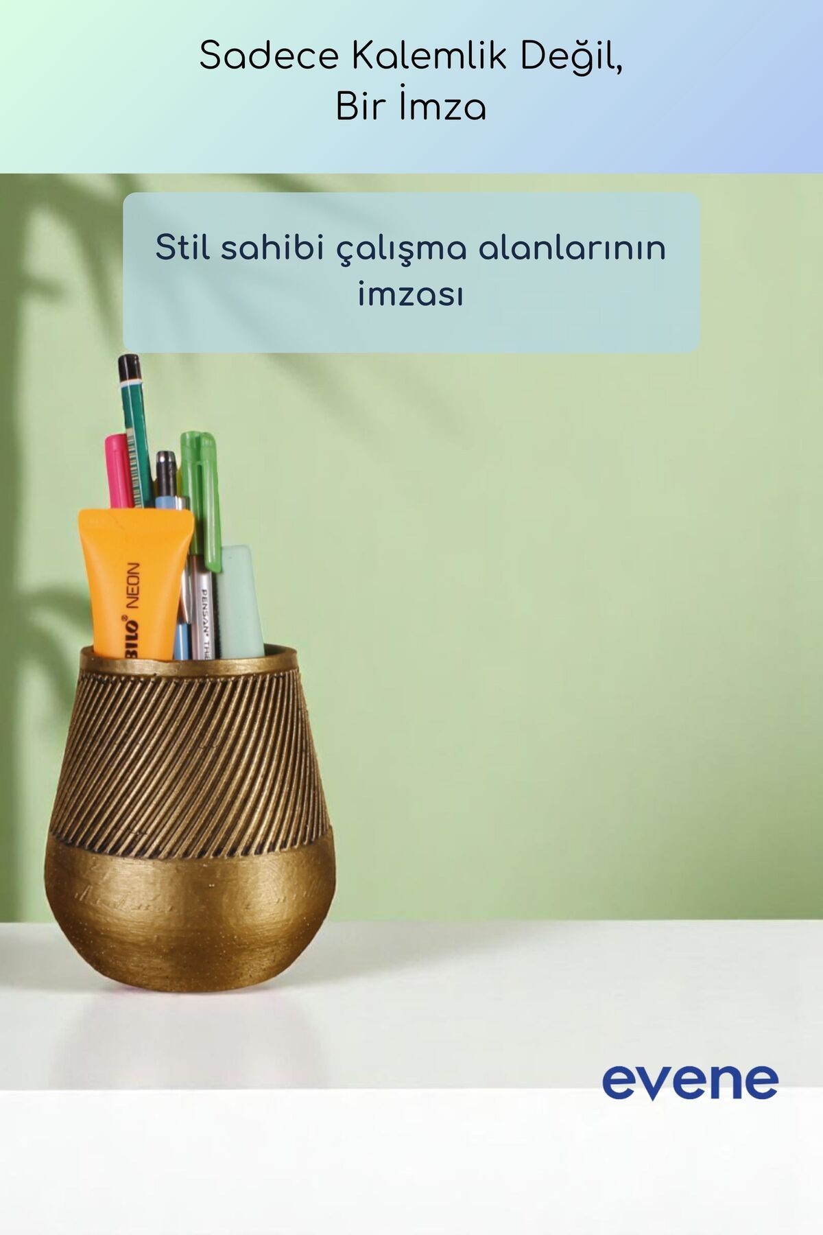 Kalemlik Masa Kalemliği Organizer Kalemlik Altın Eskitme Renk Model 89