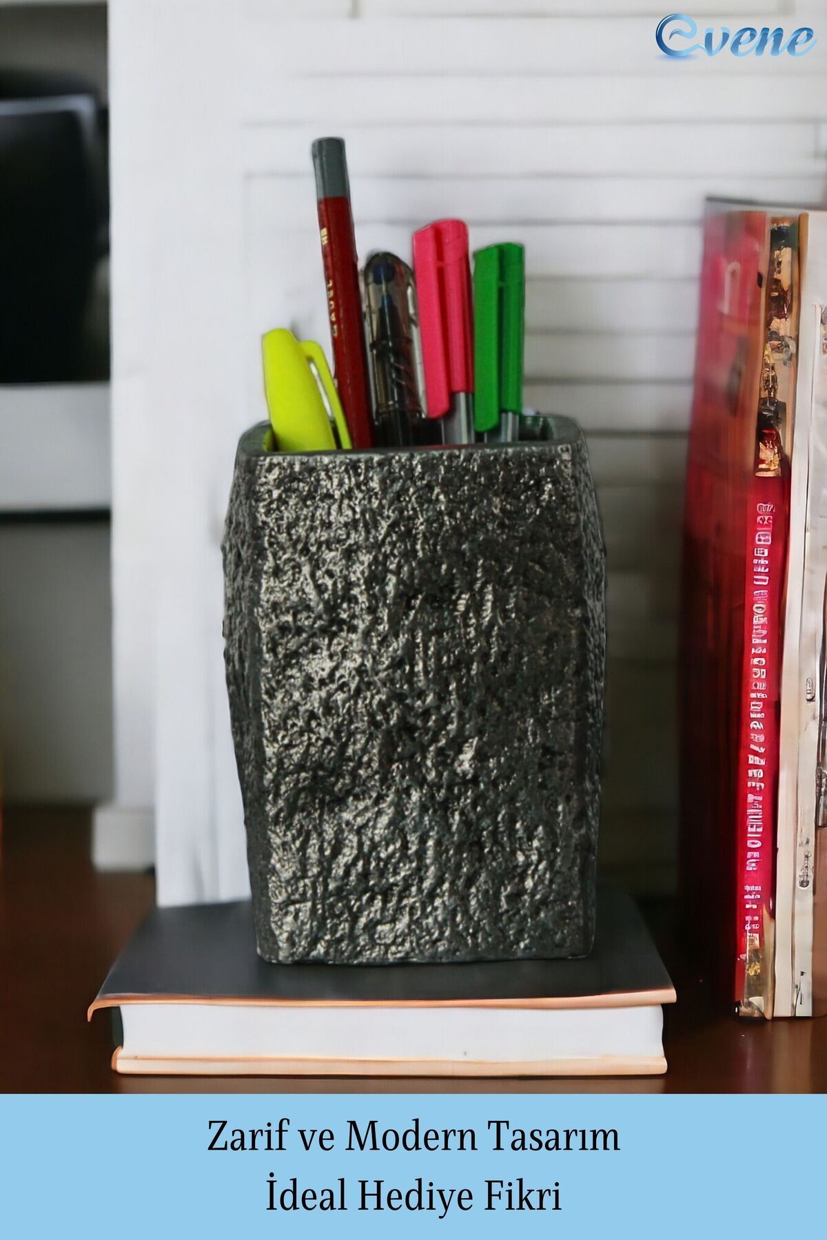 Kalemlik Gümüş Eskitme Renk Masa Kalemliği Organizer Kalemlik Model 7