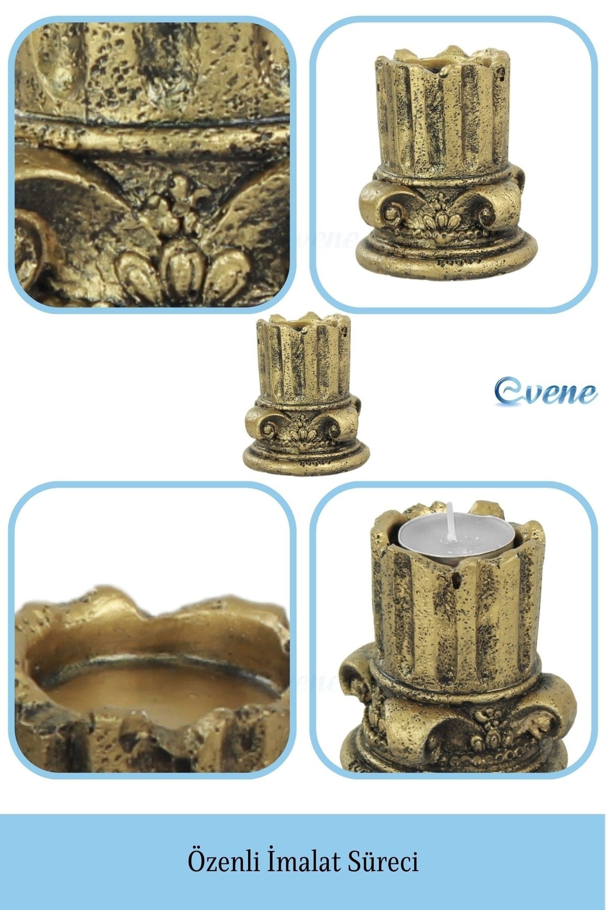 Beyaz Mumluk Şamdan Tealight Mum Uyumlu Tarihi Sütun Model