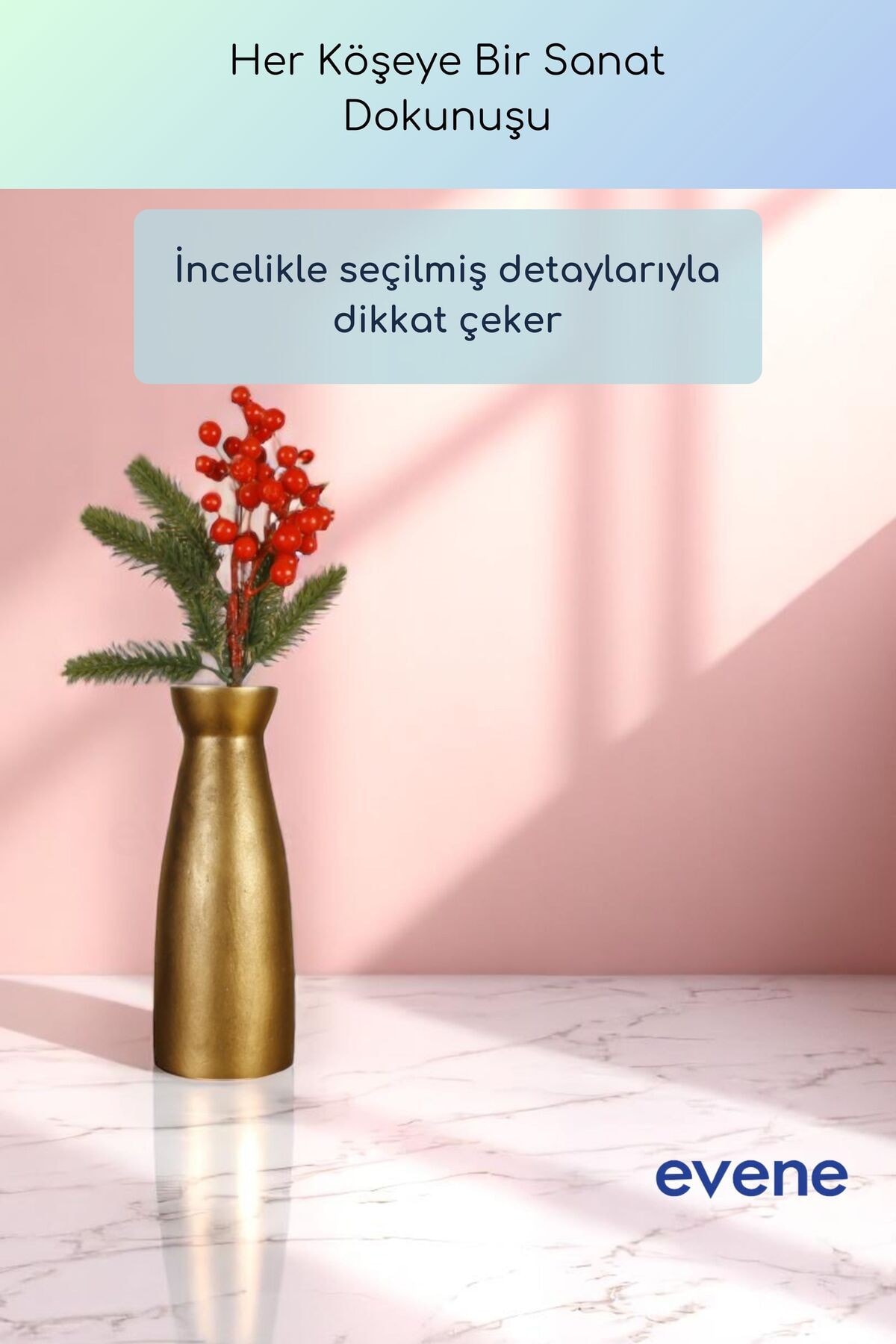 Vazo Küçük Vazo Masa Üstü Vazo Ev Dekorasyon Vazo Altın Eskitme Renk Model 74