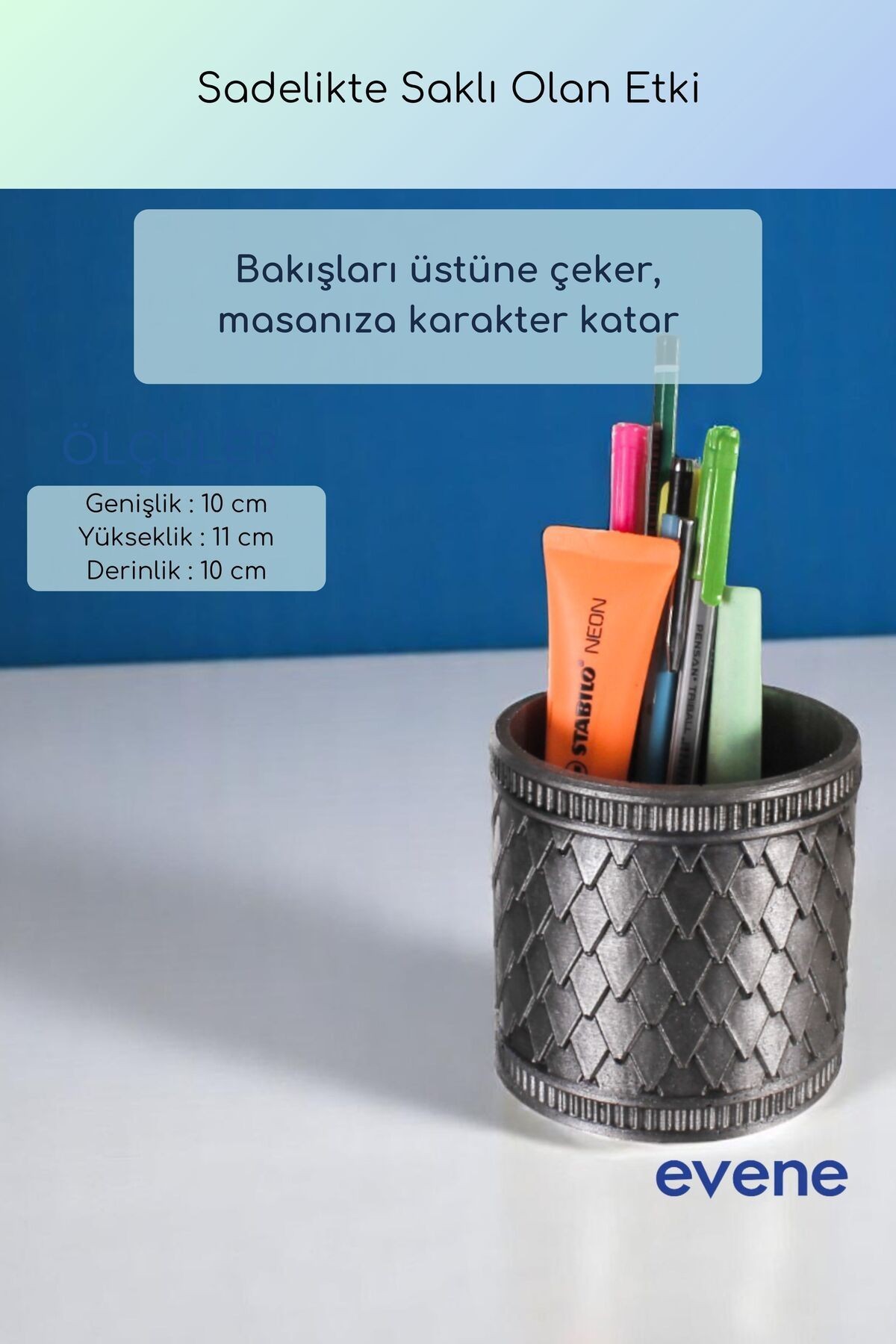 Kalemlik Masa Kalemliği Organizer Kalemlik Gümüş Eskitme Renk Model 87