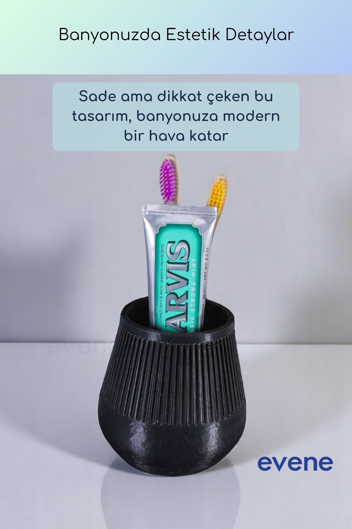 Diş Fırçalığı Diş Fırçalık Diş Fırçası Standı Diş Fırçası Tutucu Siyah Renk Model 88