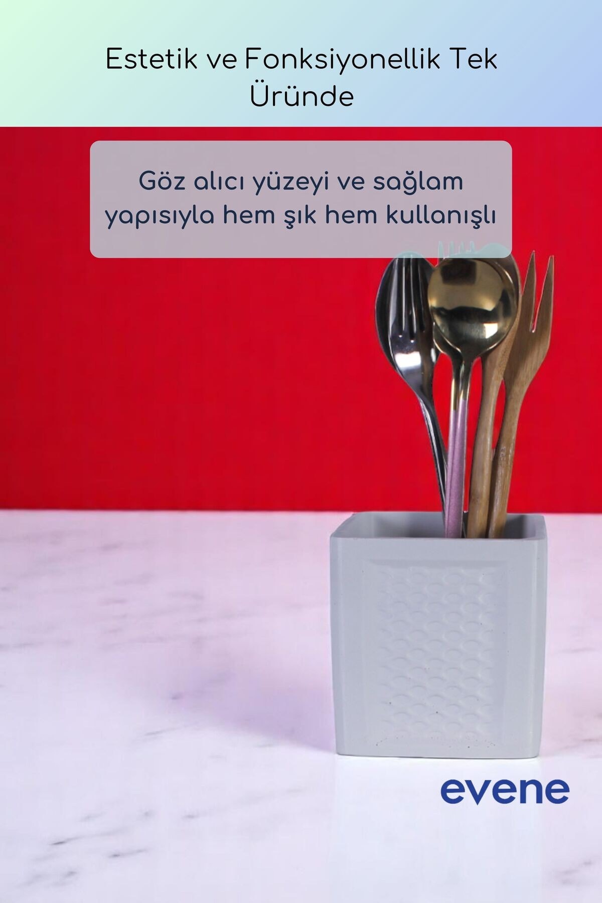 Tezgah Üstü Kaşıklık Dekoratif Dik Kaşıklık Silindir Kaşıklık Beyaz Renk Model 86