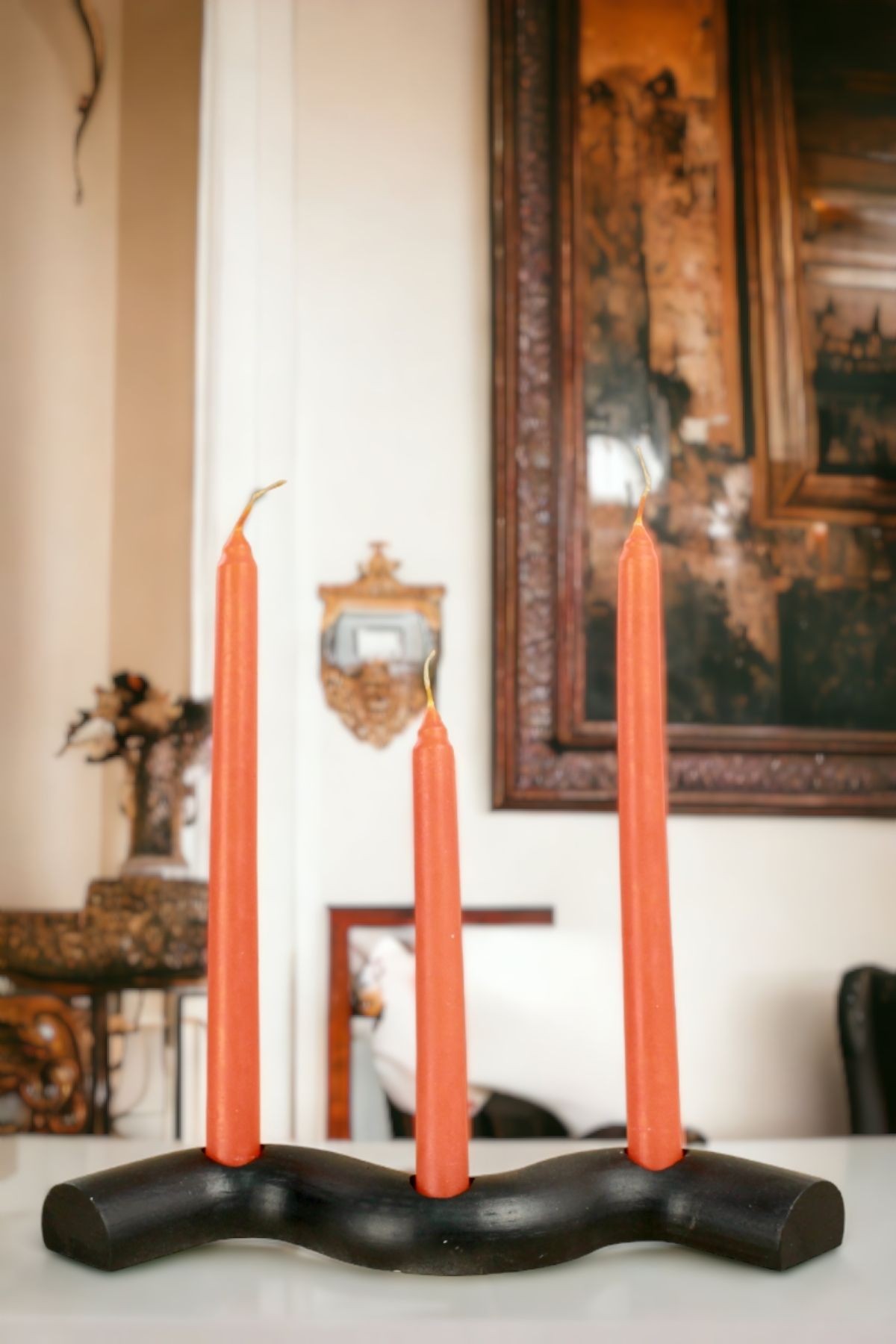 Şamdan Mumluk Siyah Tealight ve Şamdan Mum Uyumlu Model 14