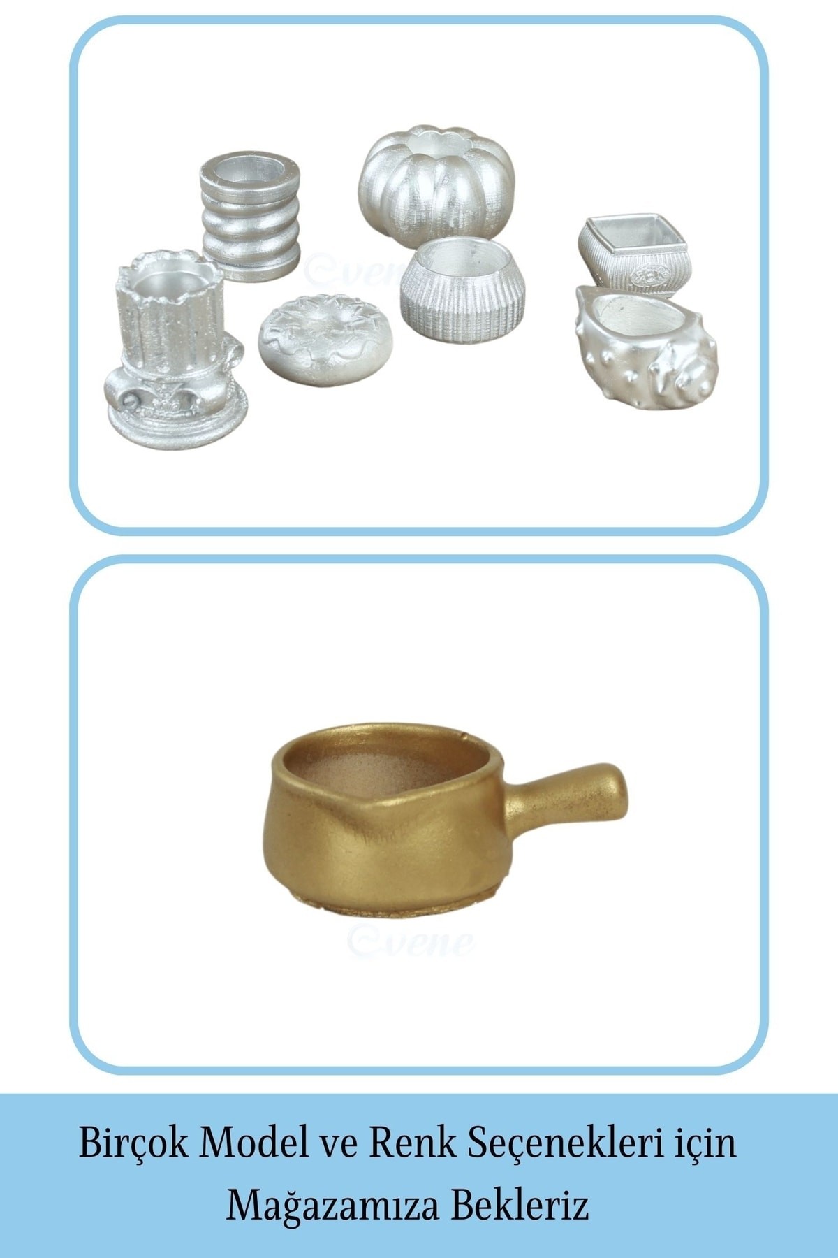 Gümüş Mumluk Şamdan 3 Adet Tealight Uyumlu Üçlü Tava Model