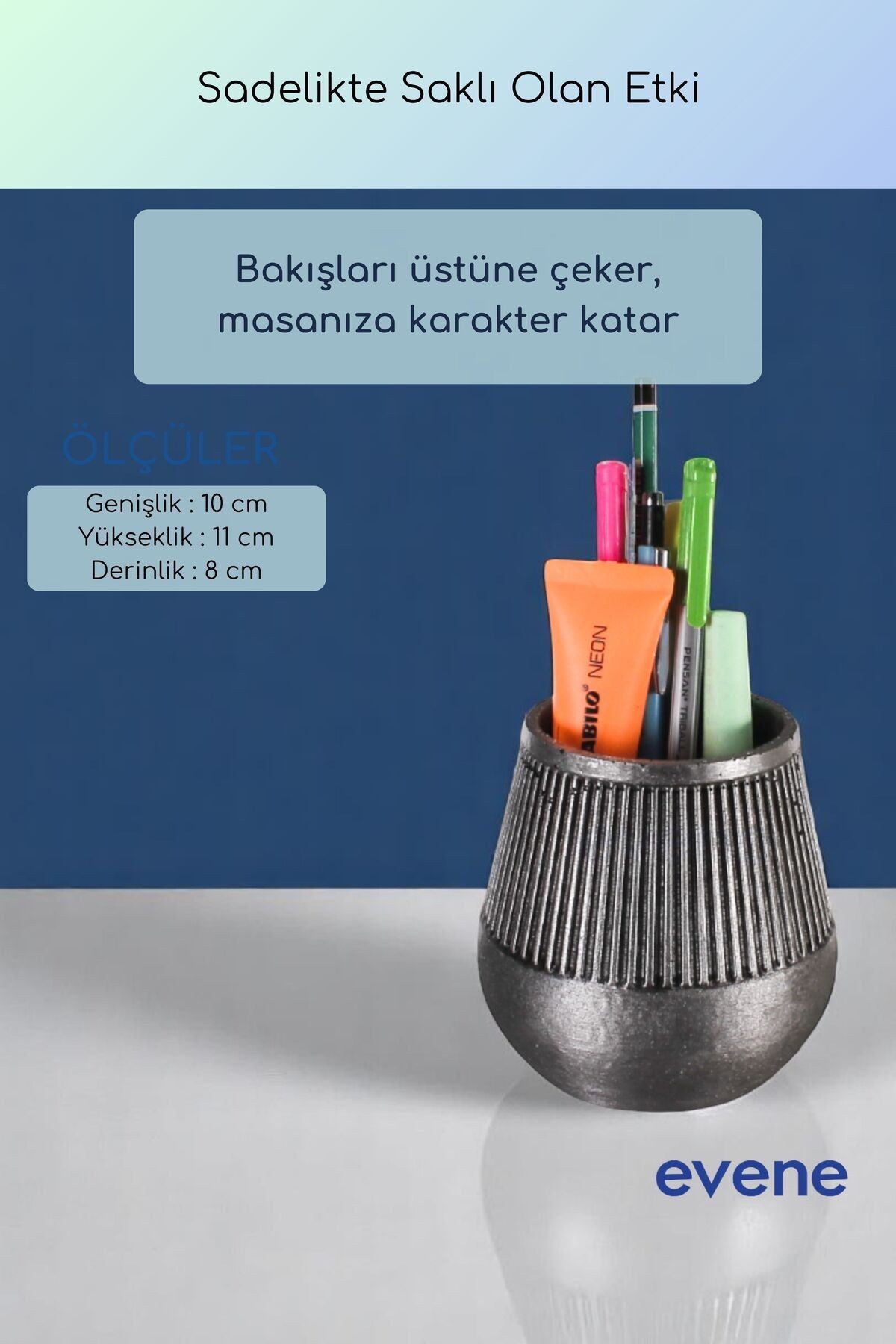 Kalemlik Masa Kalemliği Organizer Kalemlik Gümüş Eskitme Renk Model 88