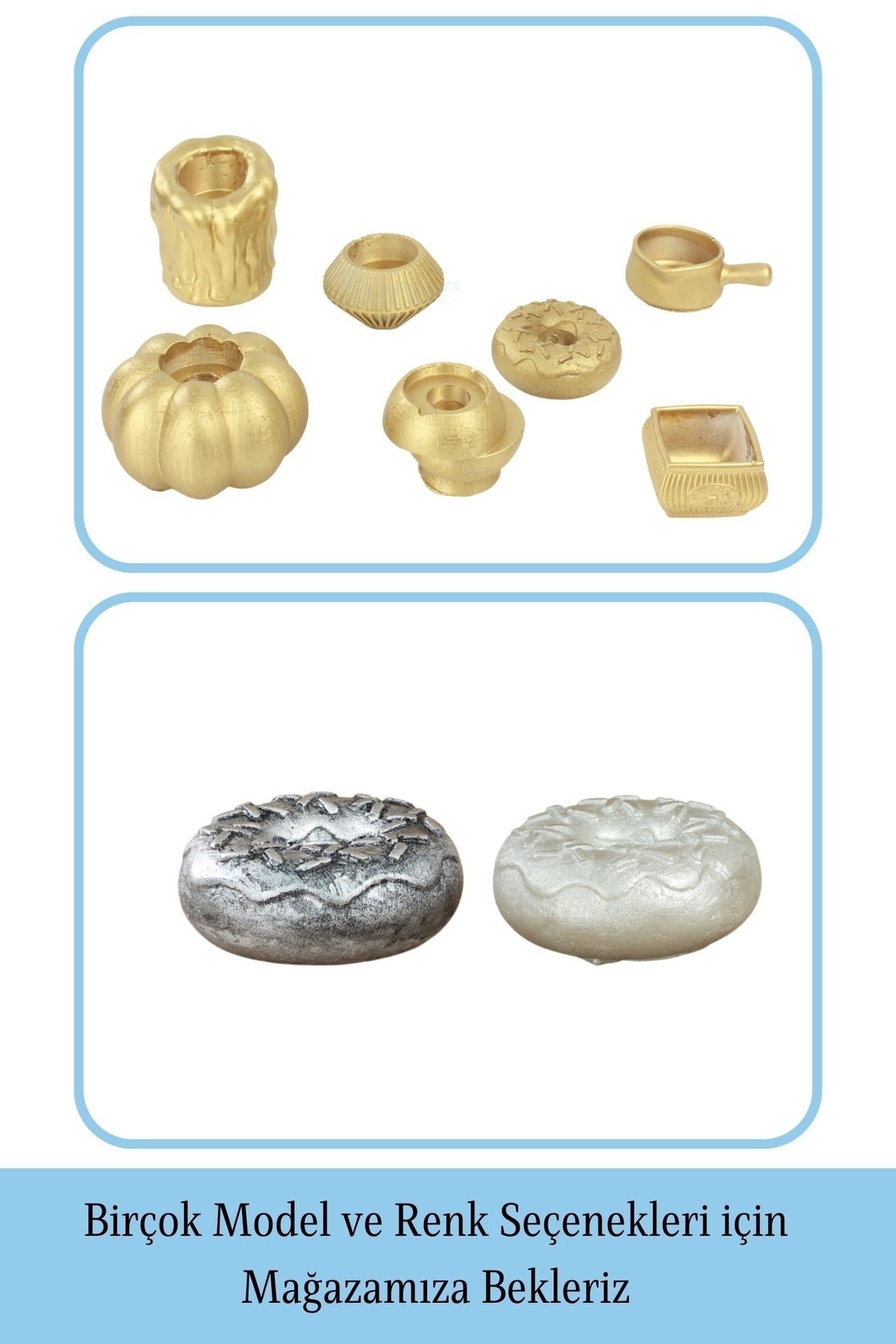 Altın Mumluk Şamdan İnce Mum Uyumlu Donut Model