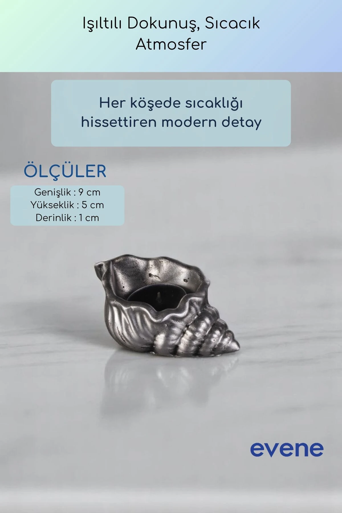 Mumluk Şamdan Ince Mum Uyumlu Gümüş Eskitme Renk Model 55