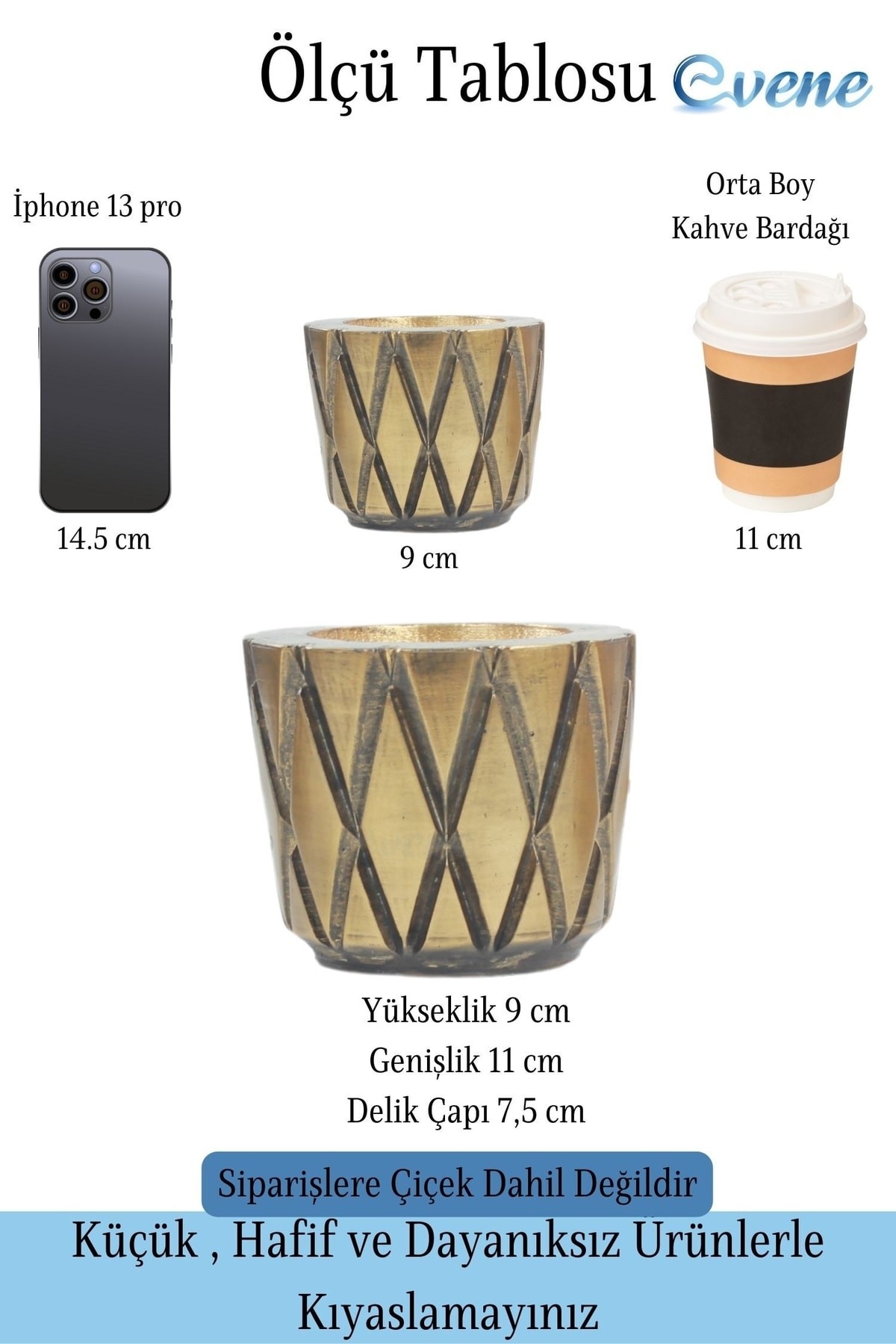 Saksı Çiçek Kaktüs Saksısı Lüx 11 Cm Altın Eskitme Varak Boyalı Baklava Desen Saksı Çiçeklik