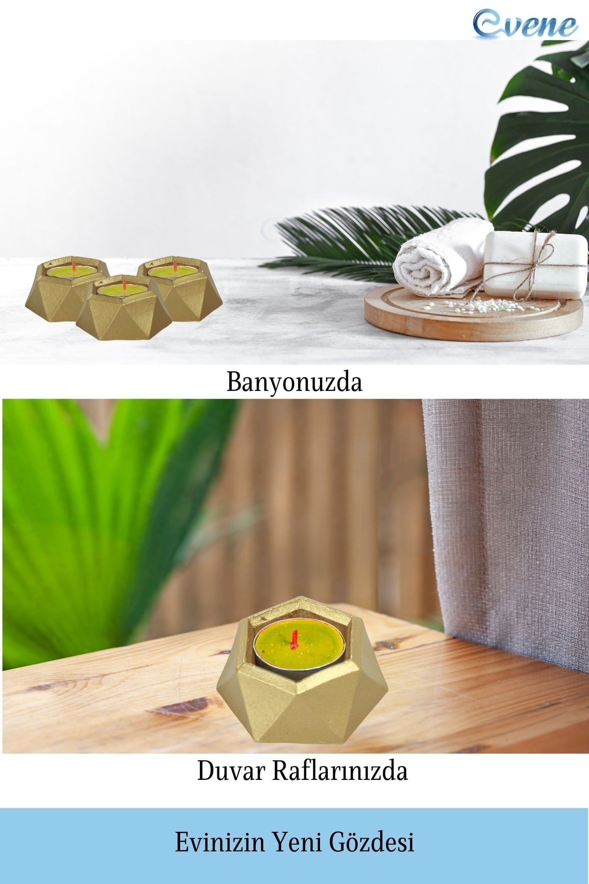 Altın Mumluk Şamdan Tealight Mum Uyumlu Poly Küçük 2 Model