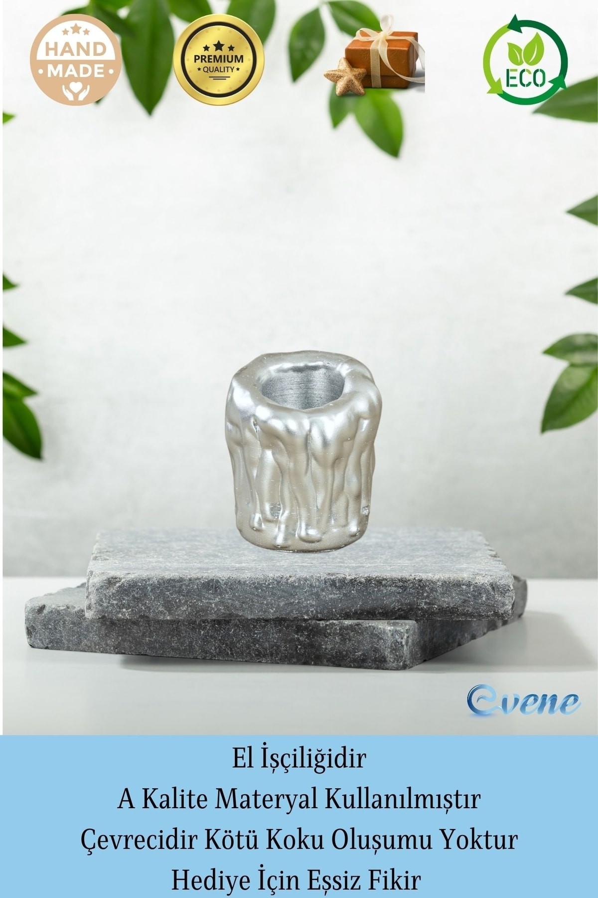 Gümüş Mumluk Şamdan Tealight Mum Uyumlu Orta Erimiş Mum Model