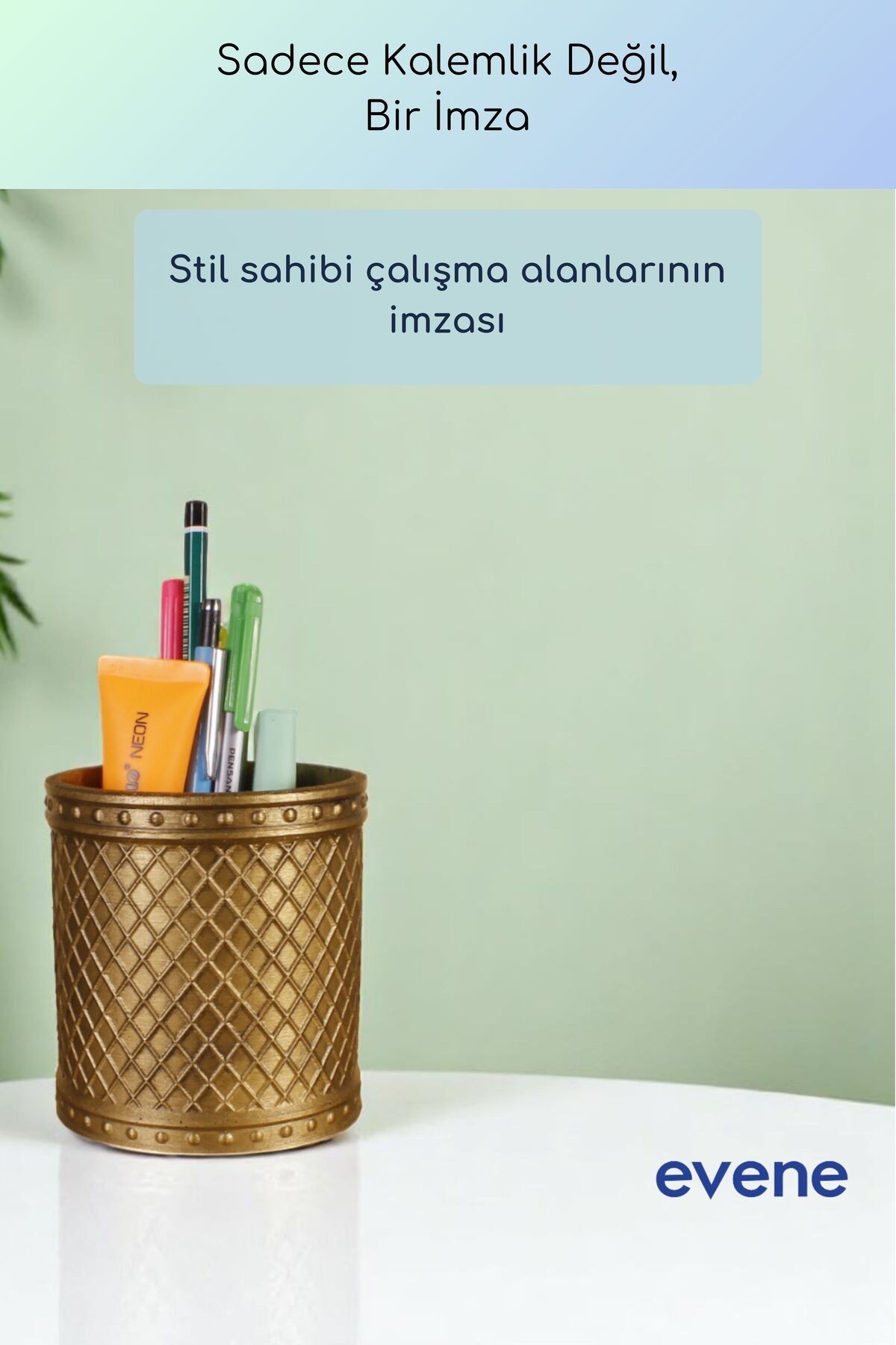 Kalemlik Masa Kalemliği Organizer Kalemlik Altın Eskitme Renk Model 90