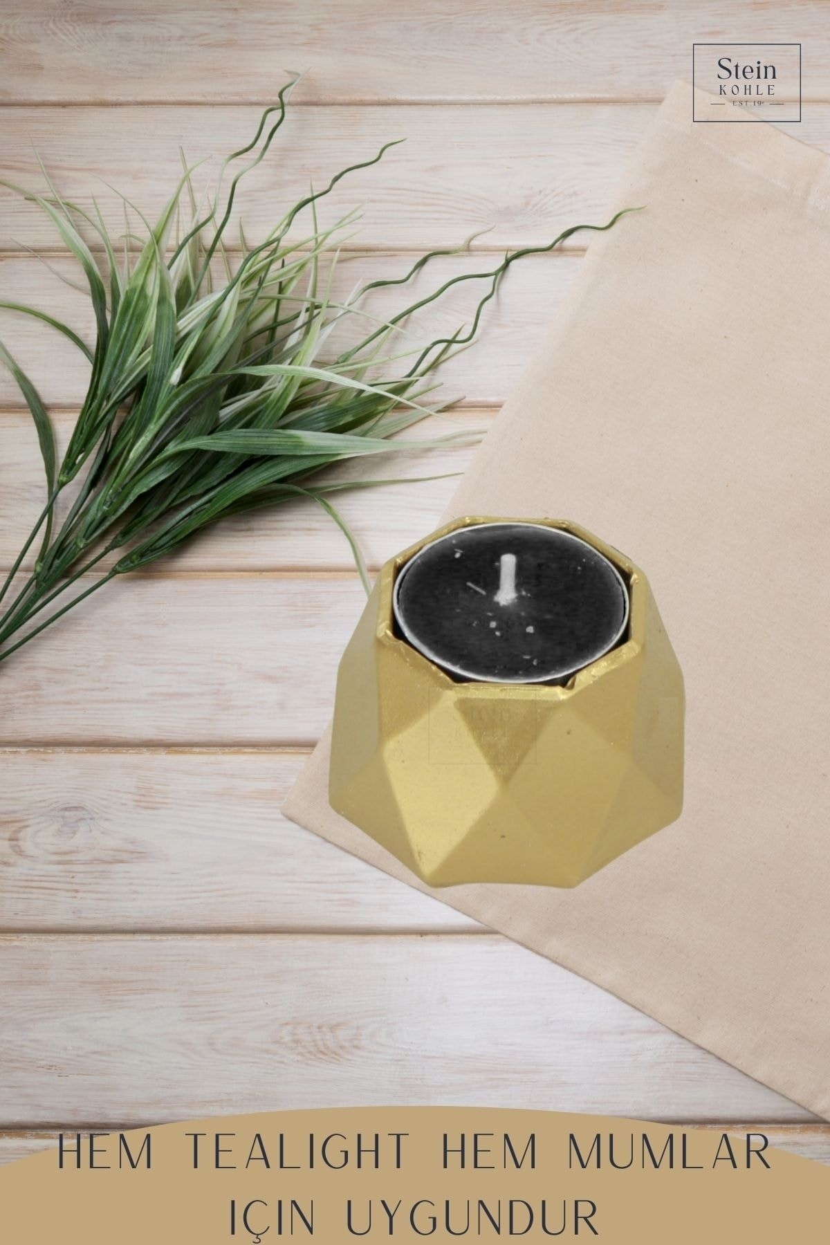 Şamdan Dekoratif Mumluk Altın Şamdan Set 3 lü (Üçlü) Tealight Uyumlu Poly 1 Model