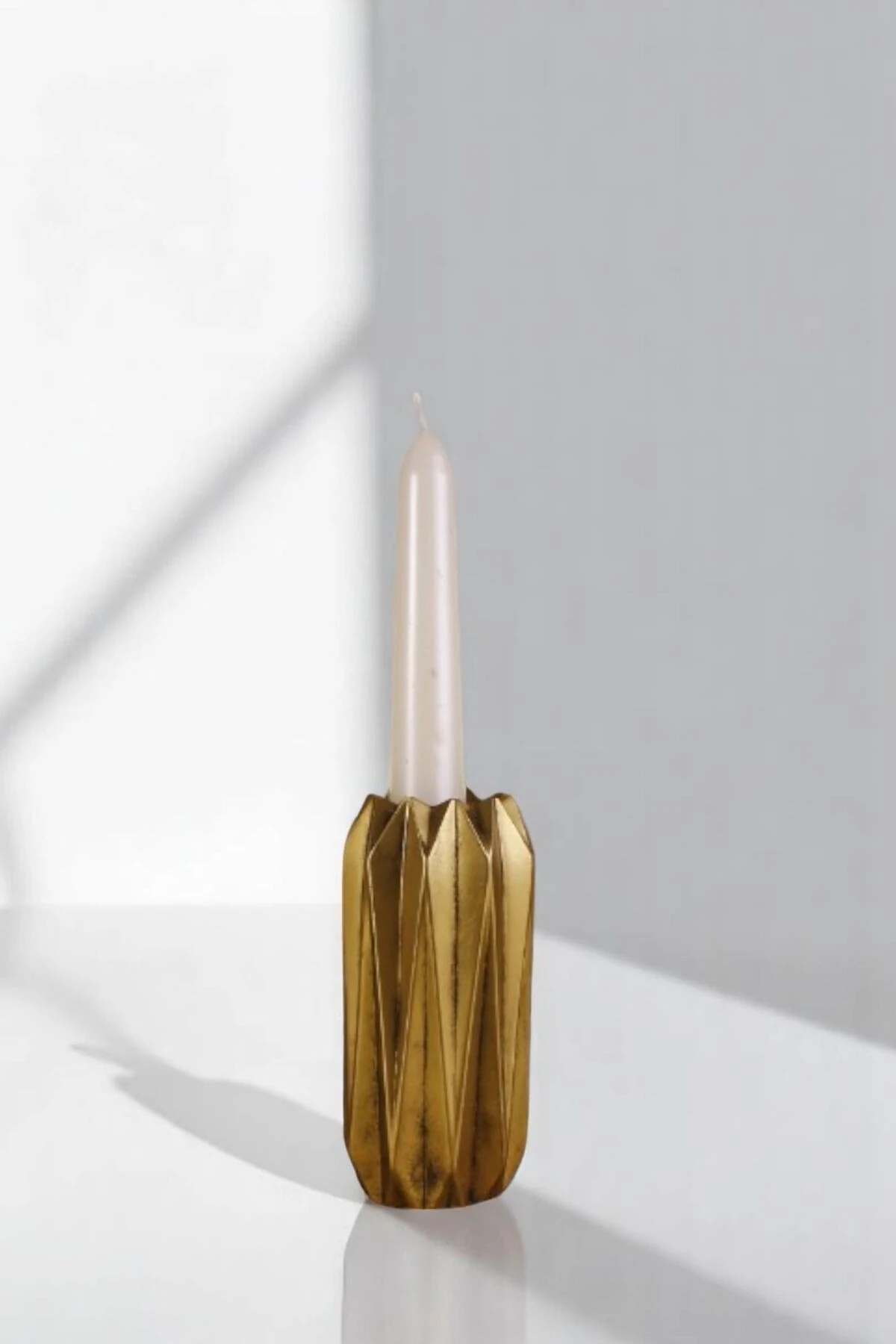 Mumluk Şamdan Ince Mum Uyumlu Altın Eskitme Renk Model 59 image