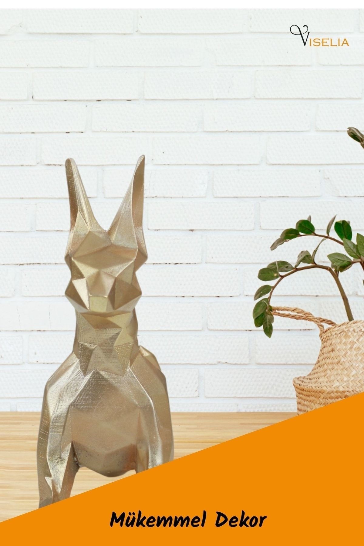 Dekoratif Köpek Biblo Heykel El Yapımı Doberman Hediyelik Süs Eşyası Poly Model Tasarım Ürünü