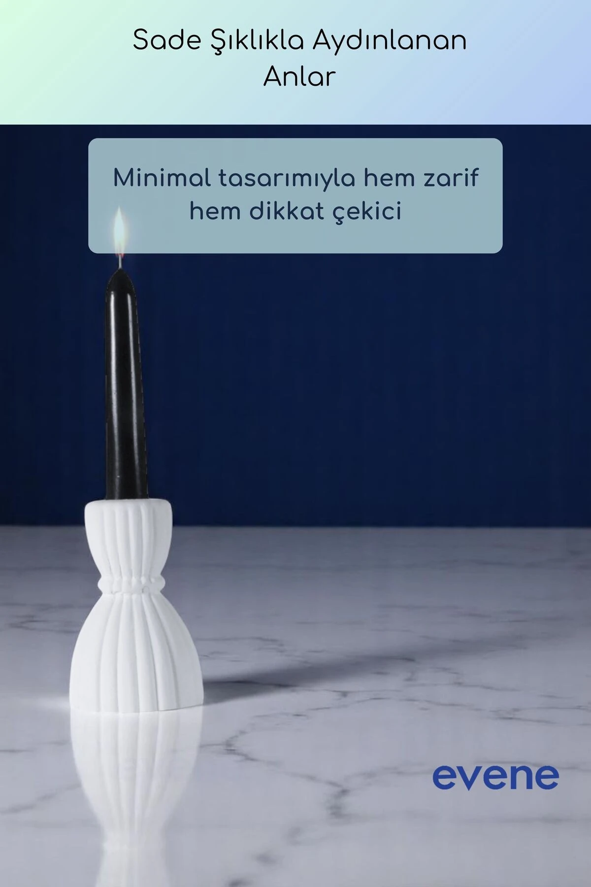 Mumluk Şamdan Ince Mum Uyumlu Beyaz Renk Model 64