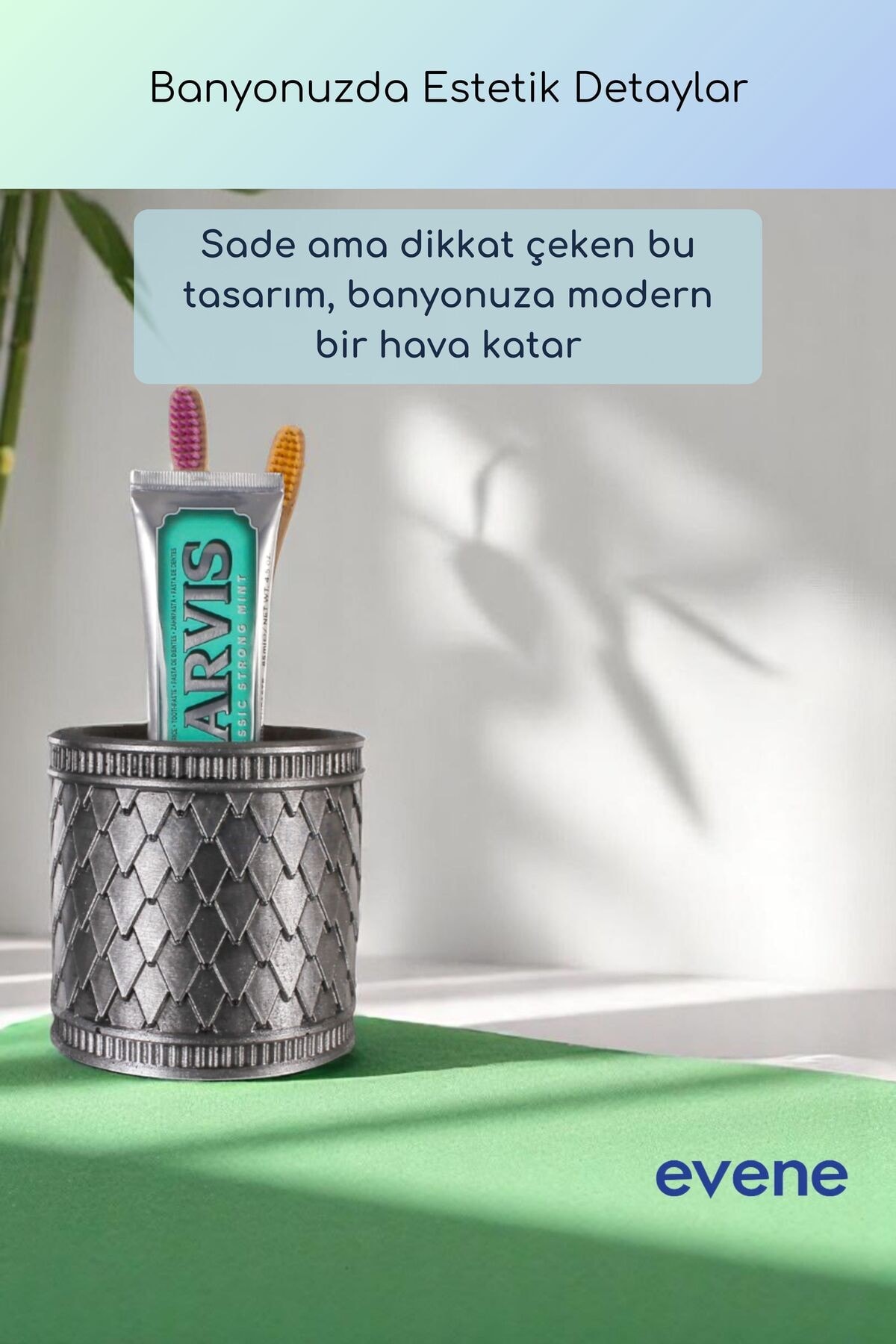 Diş Fırçalığı Diş Fırçalık Diş Fırçası Standı Diş Fırçası Tutucu Gümüş Eskitme Renk Model 87