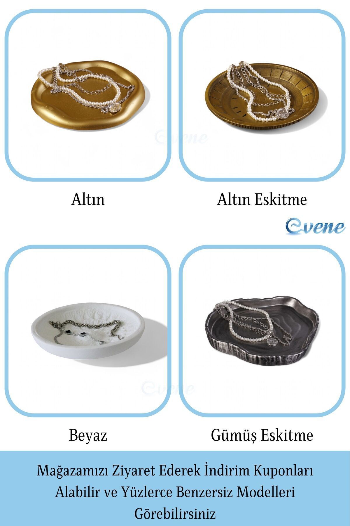 Takı Organizer Makyaj Düzenleyici Kozmetik Organizer Dekoratif Tabak Altın Eskitme Renk Model 17