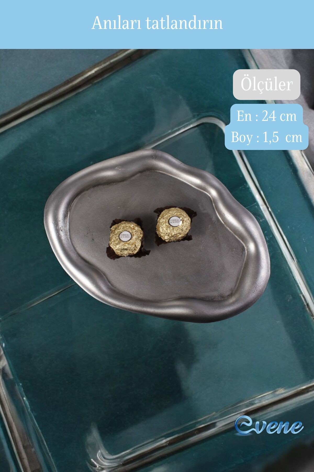 Şekerlik Sunumluk Drajelik Dekoratif Tabak Gümüş Eskitme Renk Model 18
