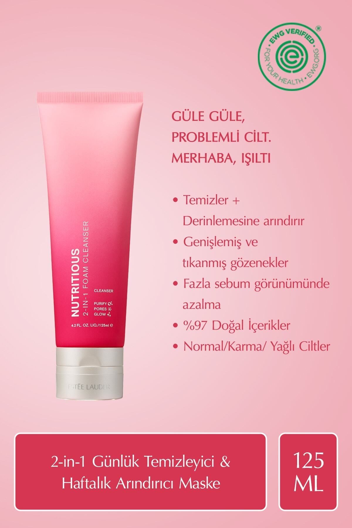 Nutritious 2-in-1 Yüz Temizleme Köpüğü & Maske, Gözenekler, Yağ Kontrolü, Doğal İçerikler - 125ml image