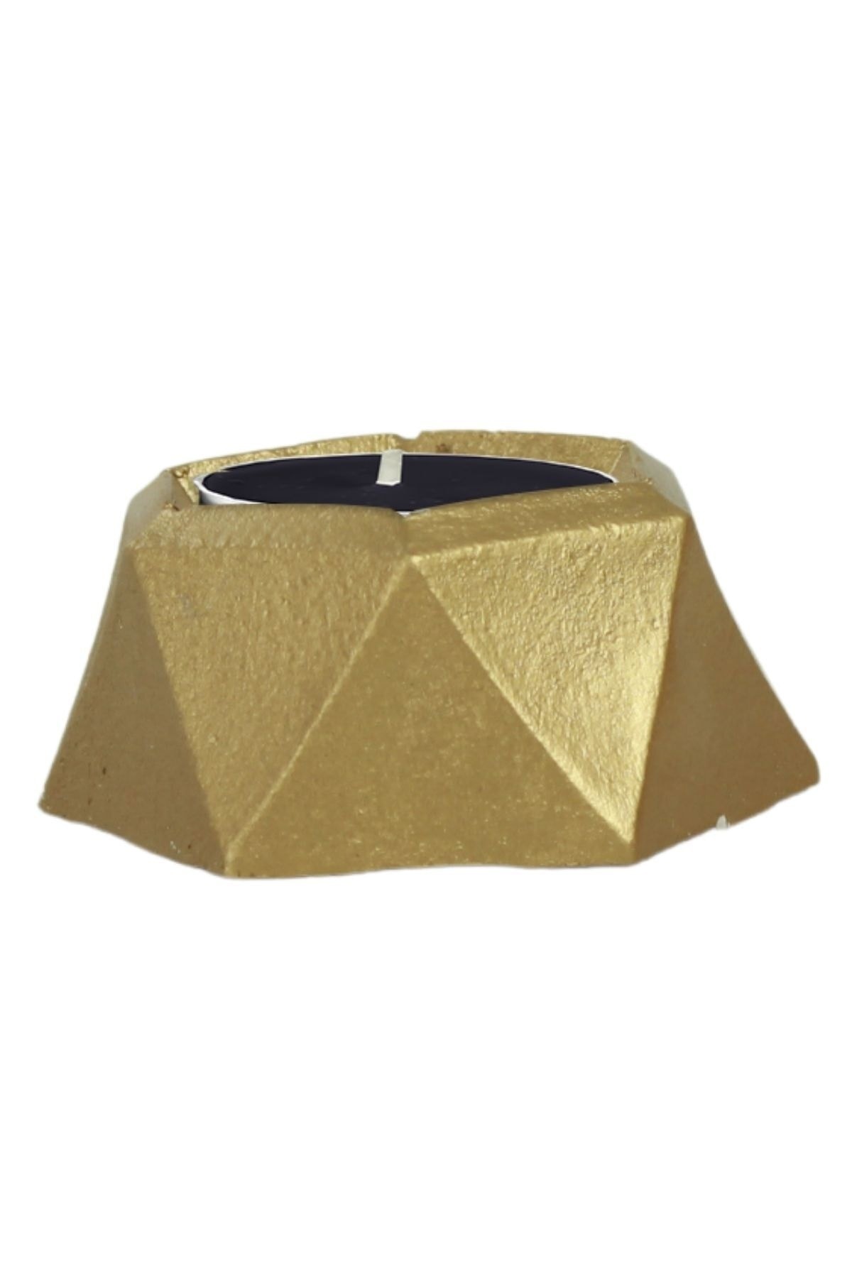 Şamdan Dekoratif Mumluk Altın Şamdan Tealight Mum Uyumlu Poly 2 Model