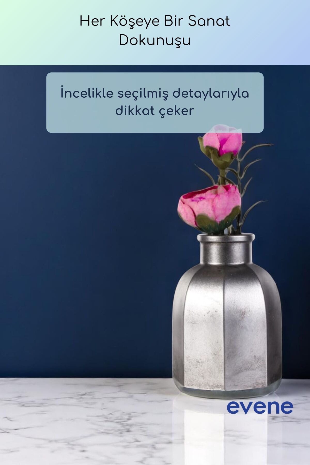 Vazo Küçük Vazo Masa Üstü Vazo Ev Dekorasyon Vazo Gümüş Eskitme Renk Model 53