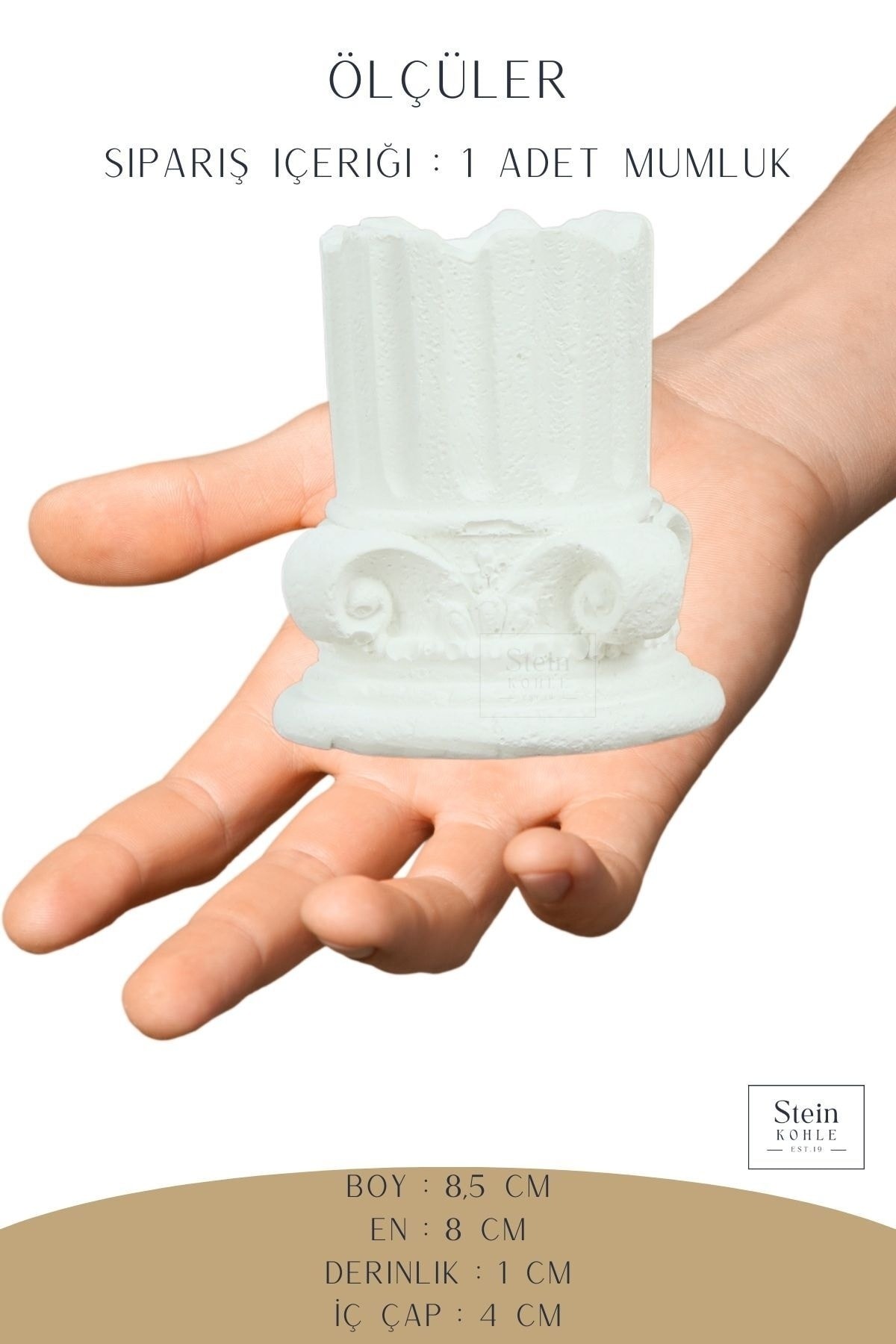 Şamdan Dekoratif Mumluk Beyaz Şamdan Tealight Mum Uyumlu Sütun Model