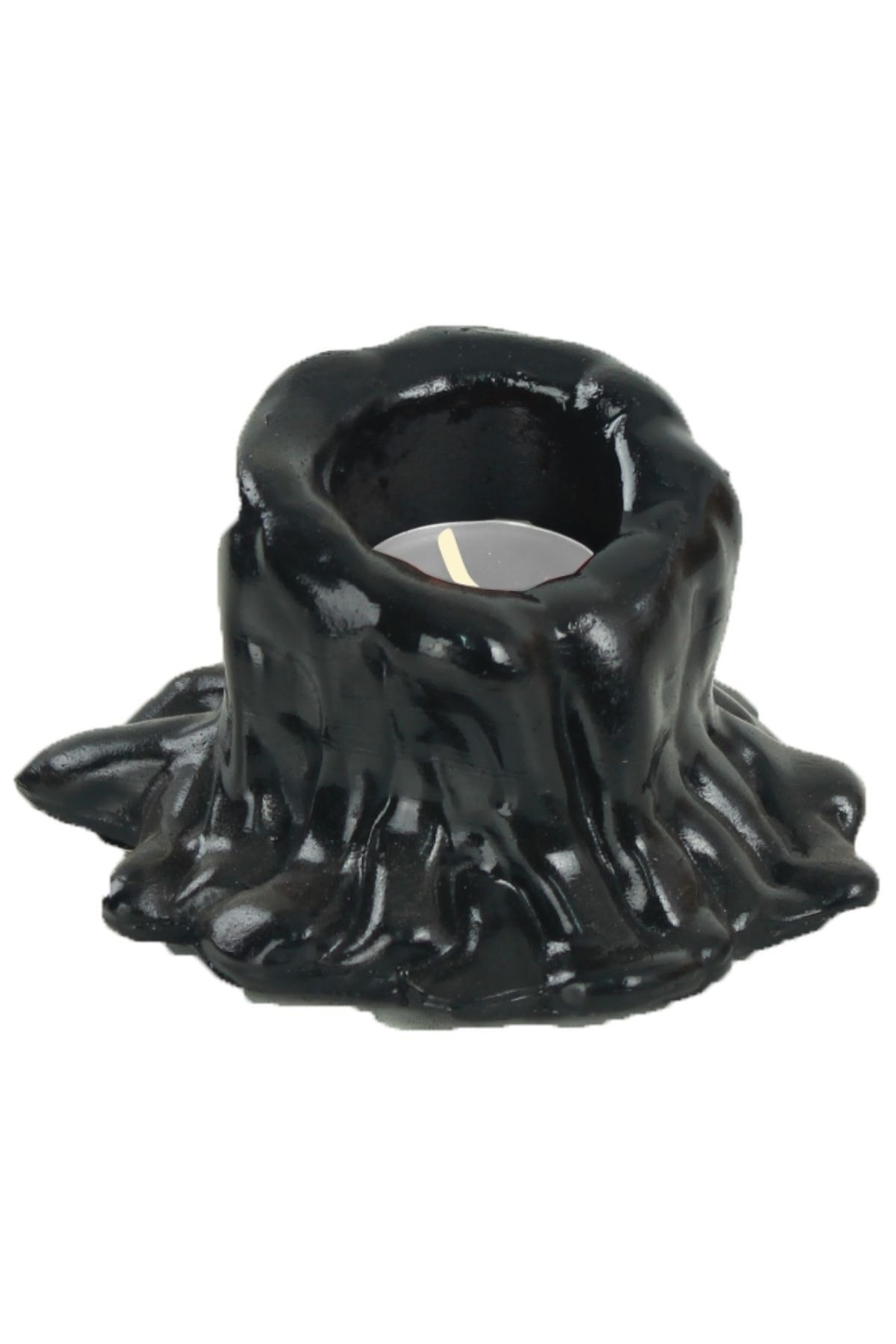 Şamdan Dekoratif Mumluk Siyah Şamdan Tealight Mum Uyumlu Erimiş Mum Küçük Model
