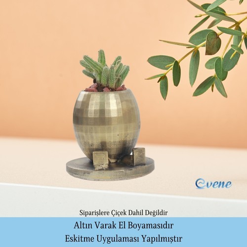 Evene Ahşap Ayaklı Beton Saksı Büyük Boy 1 Adet Ayaklı Yuvarlak Model