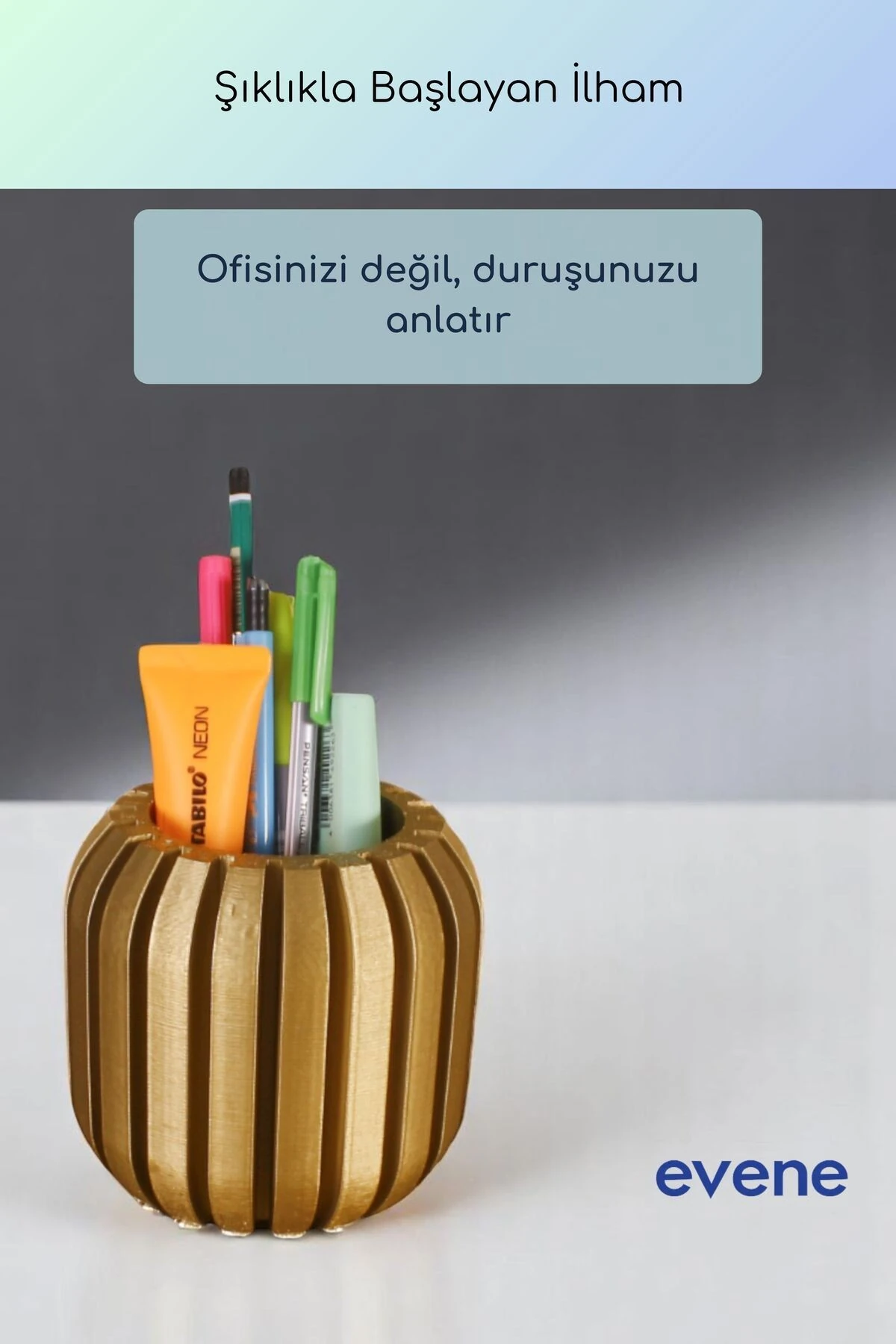 Kalemlik Masa Kalemliği Organizer Kalemlik Altın Renk Model 79