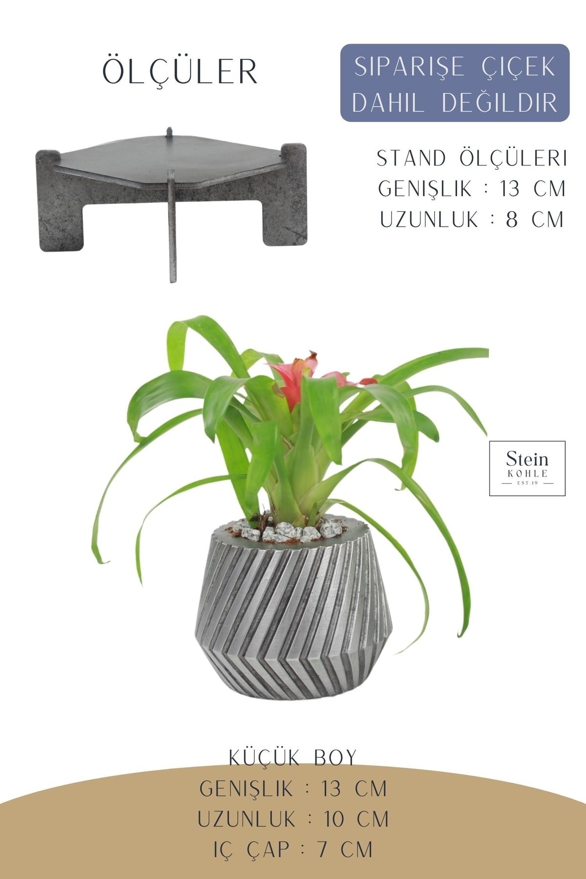 Ayaklı Saksı Ahşap Dekoratif Kaktüs Saksısı 1 Adet Gümüş Renk Eskitme Uygulamalı Dişli Model