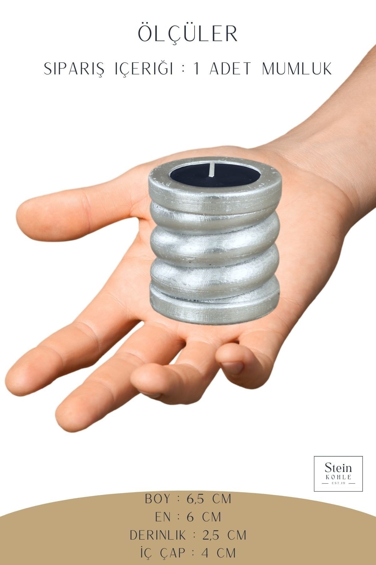 Şamdan Dekoratif Mumluk Gümüş Şamdan Tealight ve Uzun Mum Uyumlu Spiral Model