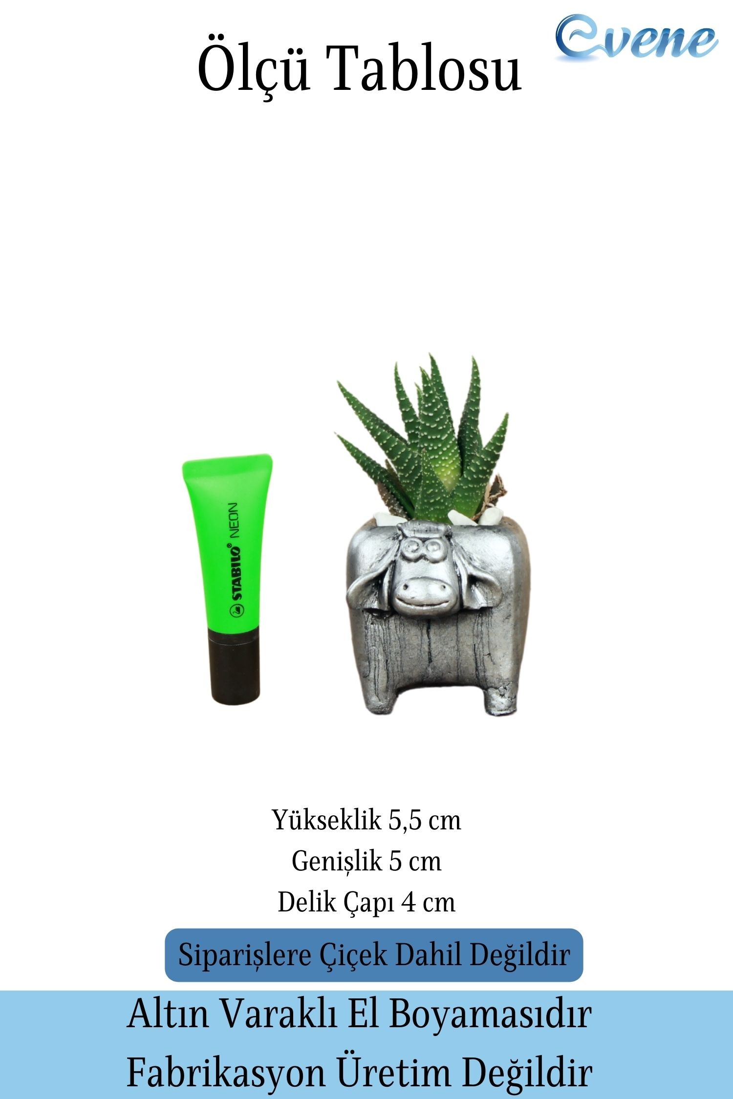 Mini Çiçek Saksısı Küçük Sukulent Gümüş Eskitme Kaktüs Saksı Mini İnek Model