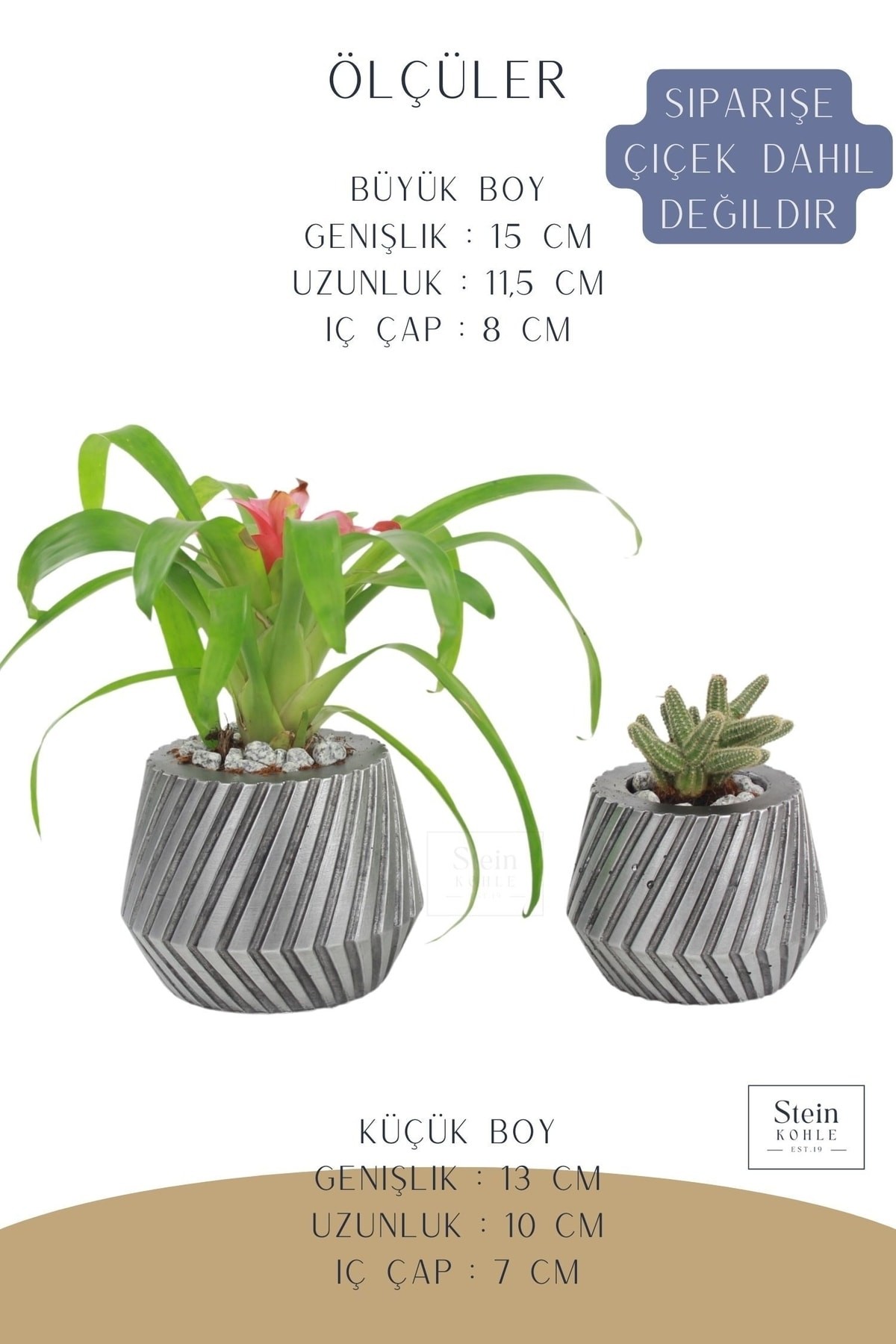 Çiçek Saksısı Büyük Boy 2 Adet Gümüş Renk Eskitme Uygulamalı Dişli Model