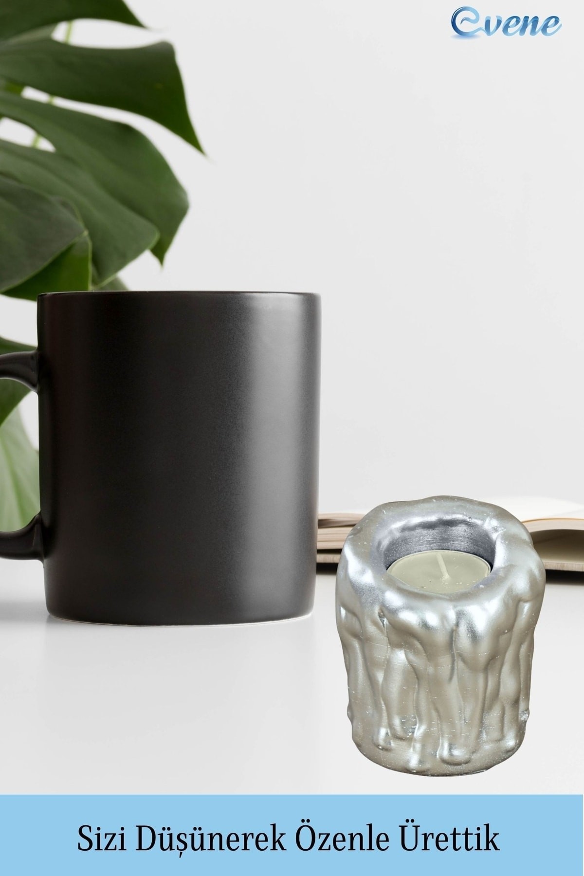 Gümüş Mumluk Şamdan Tealight Mum Uyumlu Orta Erimiş Mum Model